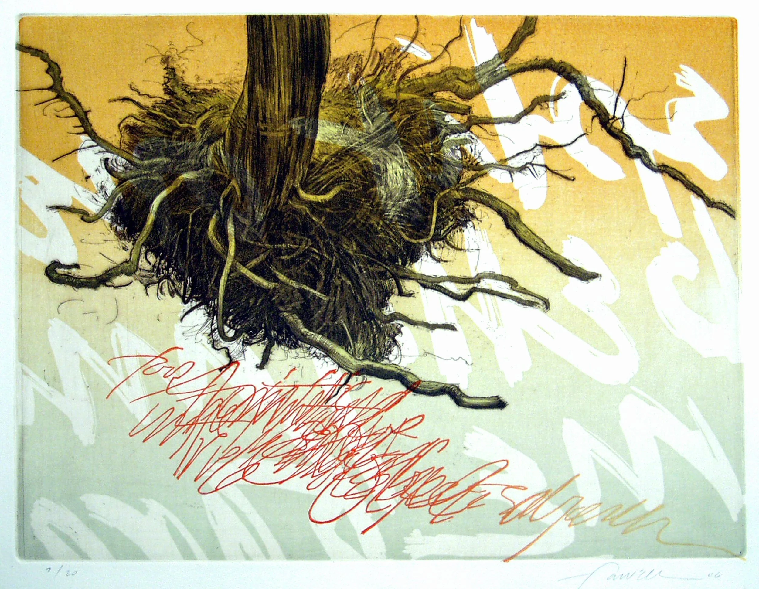 Limbs Akimbo, 
Etching, woodcut, linocut, 11 ¾” x 15 ¾”, 2006