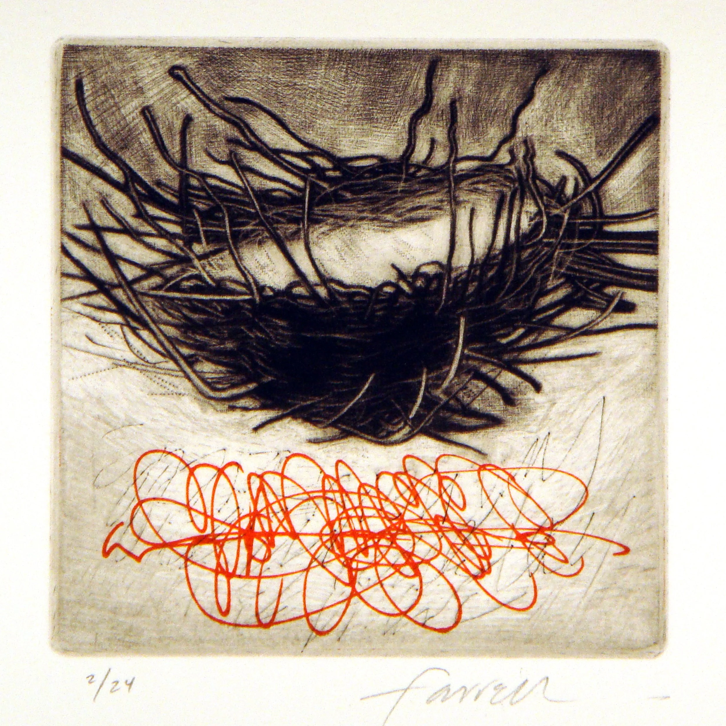 Former Self, 
Mezzotint, drypoint, lithograph, 4” x 4”, 2010