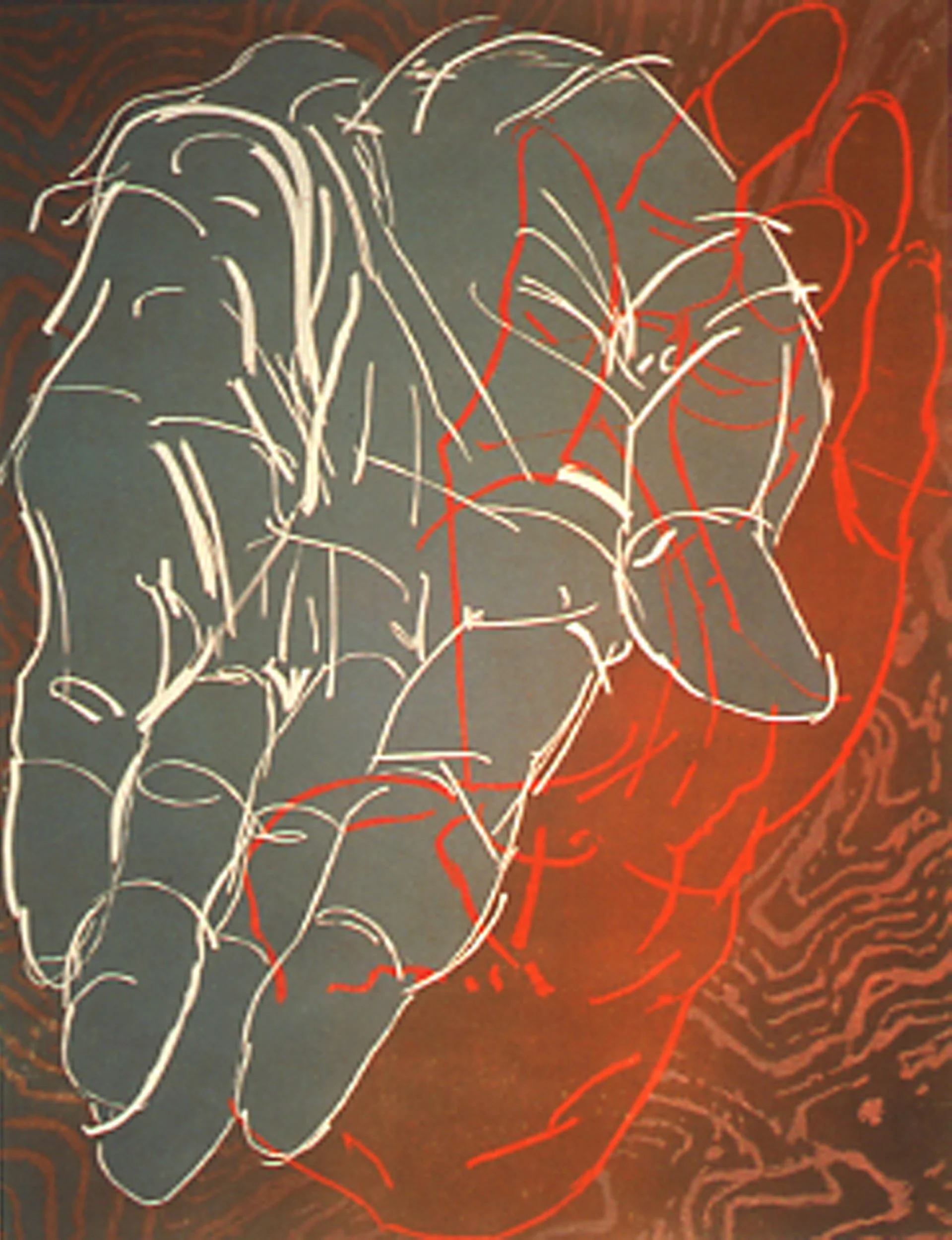 Terrain / Offering, 
Reduction woodcut, 30” x 24”, 1999