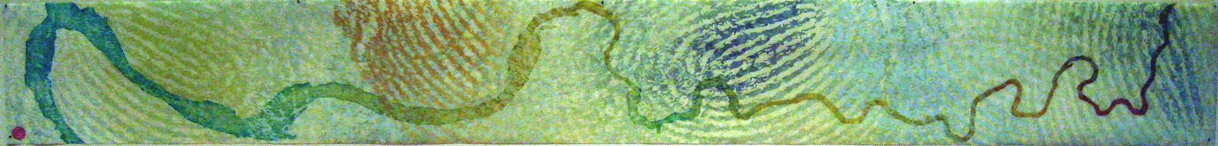 River / Root 3, 
Woodcut on mulberry paper, 19 ½” x 168”, 2008
