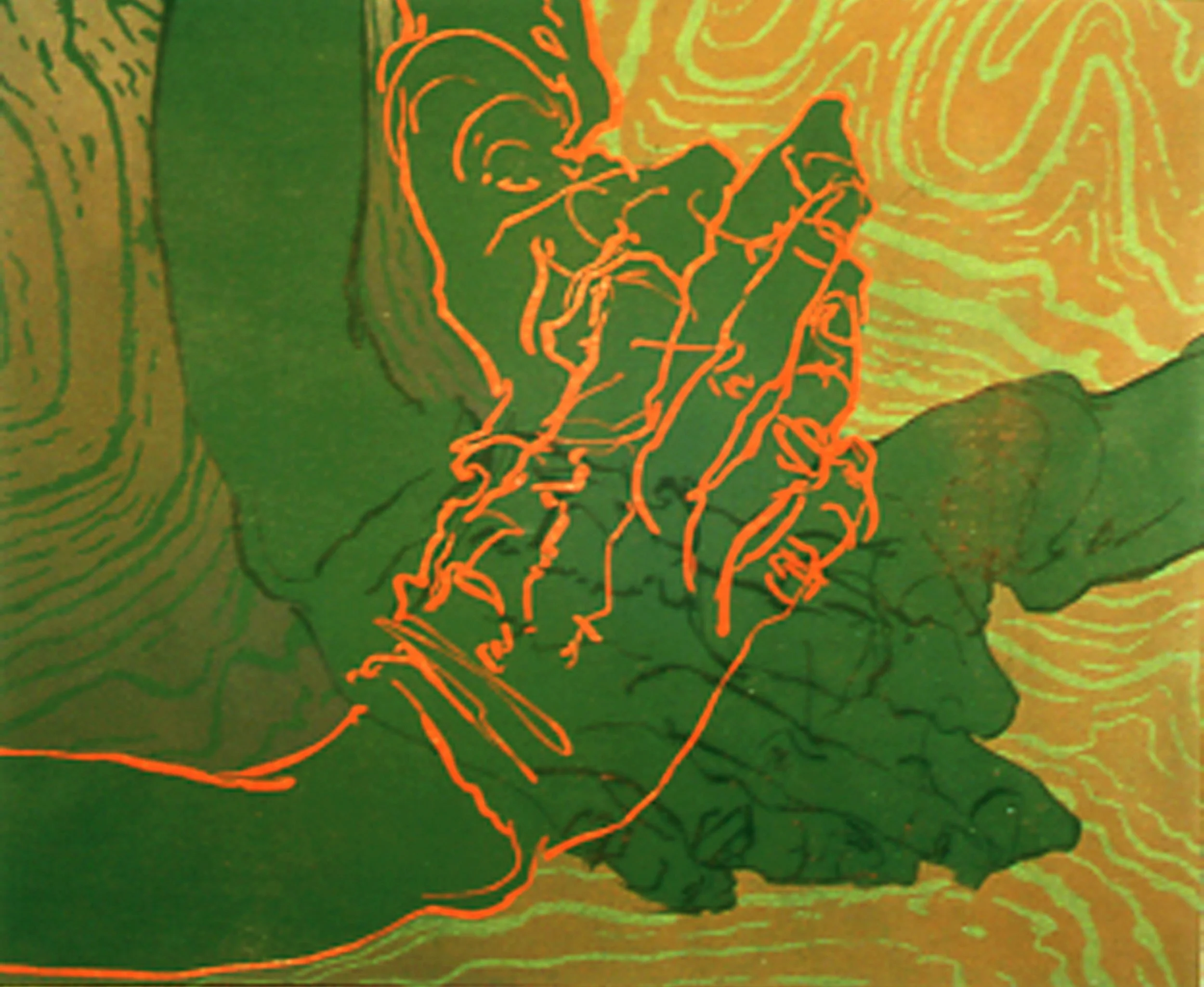 Confluent Terrain, 
Reduction Woodcut, 23” x 26”, 2000