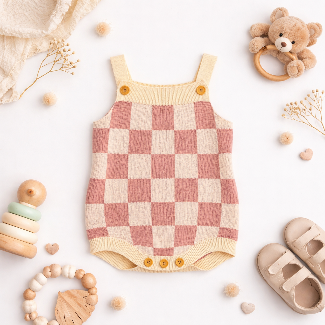Checkered Romper (Pink)