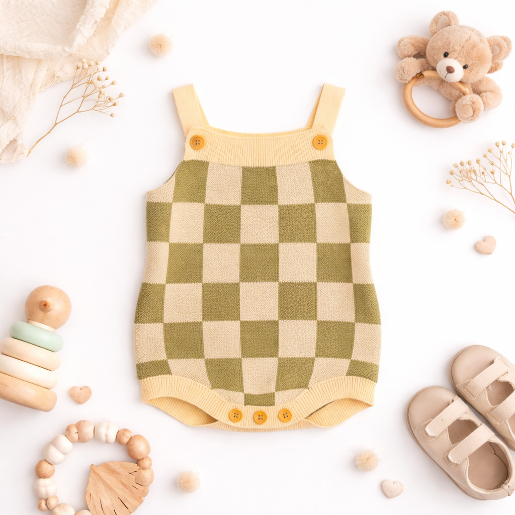 Checkered Romper (Green)