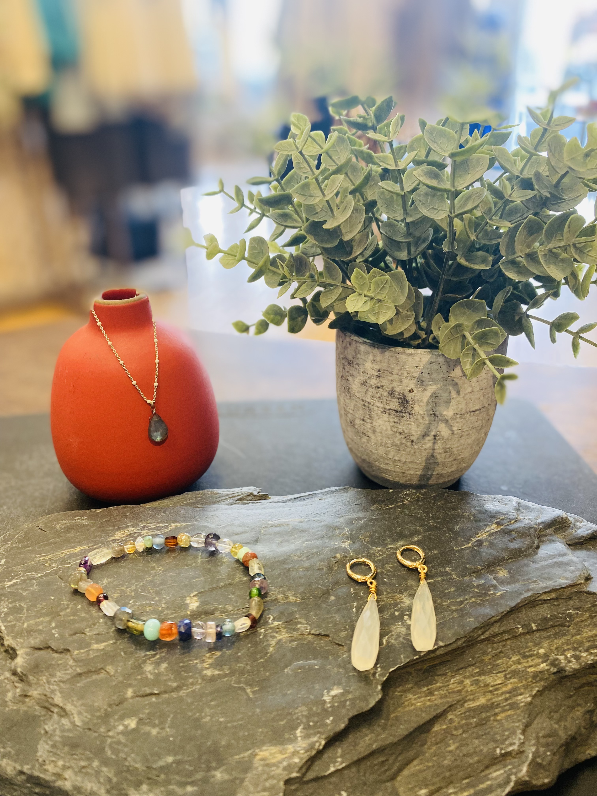 A unique bracelet and earrings designed by Amy's Jewelry Box