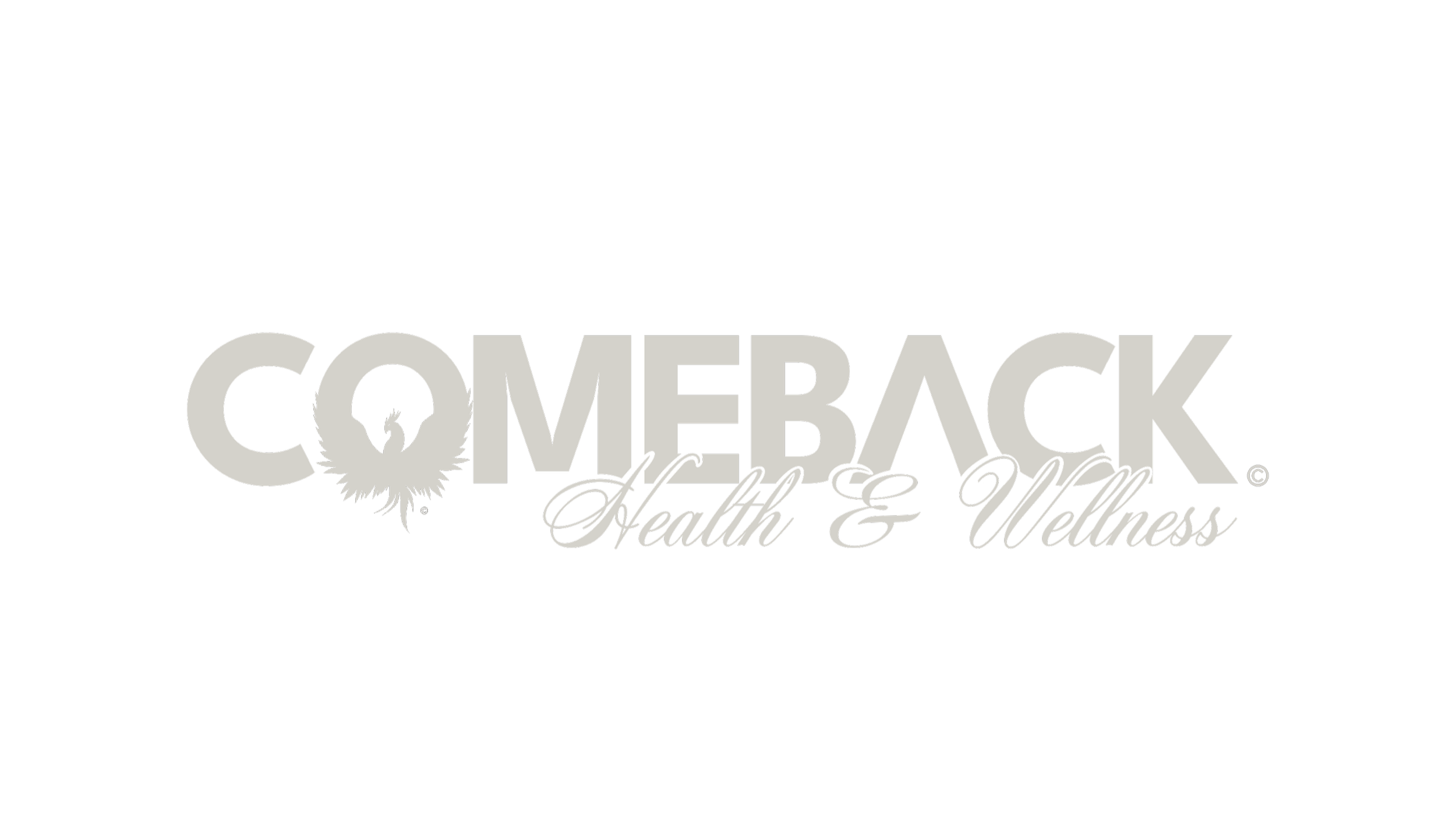 Logo for Comeback Health & Wellness with a stylized dragon or phoenix head between the words 'Comeback' and 'Health & Wellness'.