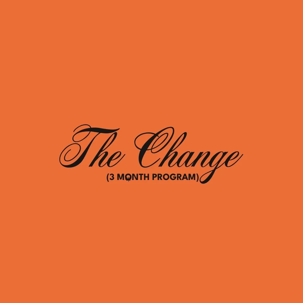 Orange background with black cursive text reading "The Change" and smaller bold text "(3 MONTH PROGRAM)" underneath.