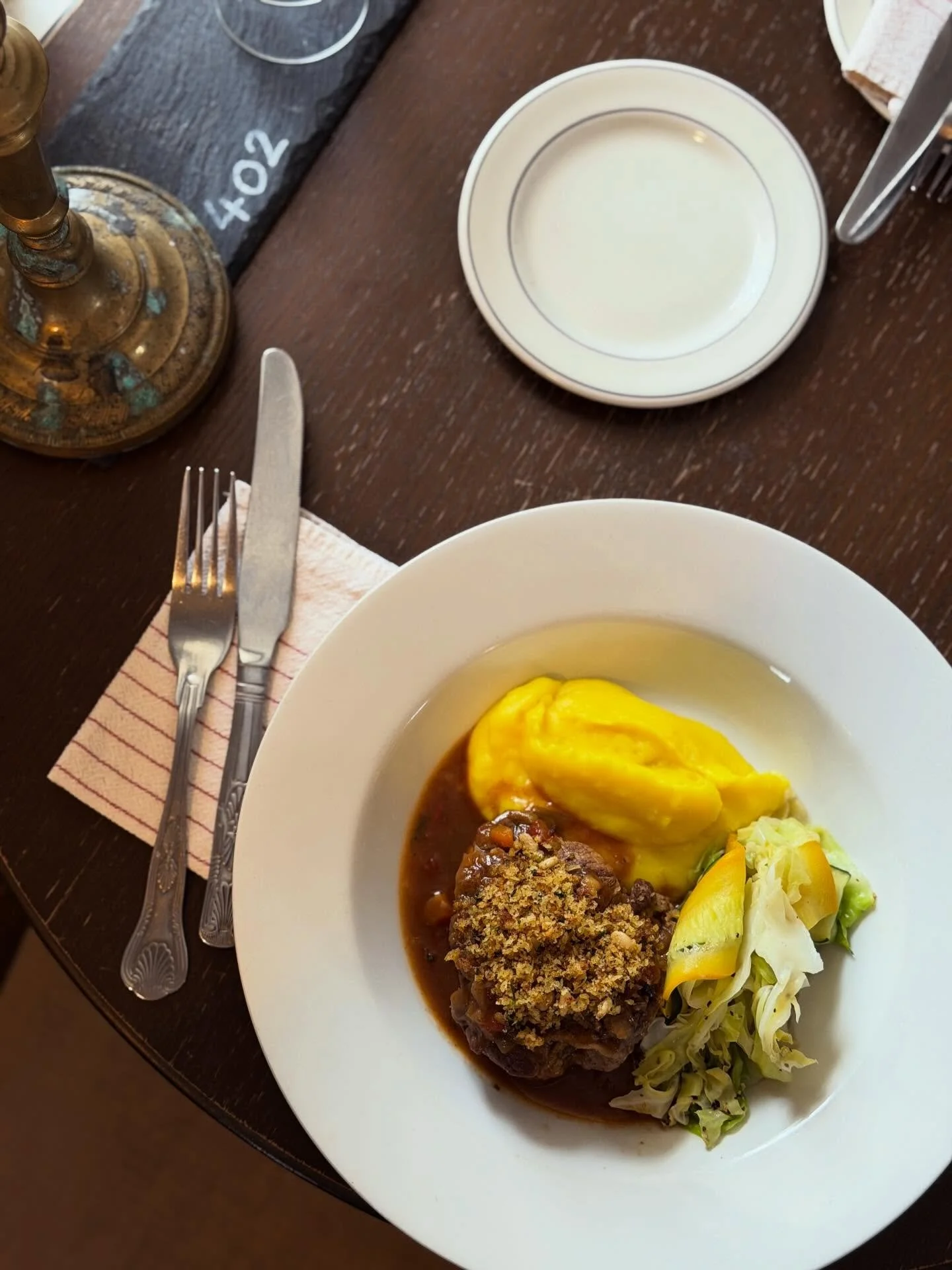 Tonight&rsquo;s special Tomato Braised Shin of Beef, Saffron Mash, Pine nut &amp; Parmesan Crumb&hellip;