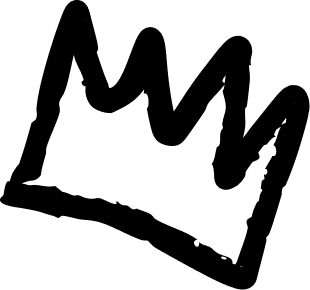 A black illustration of a crown in graffiti style