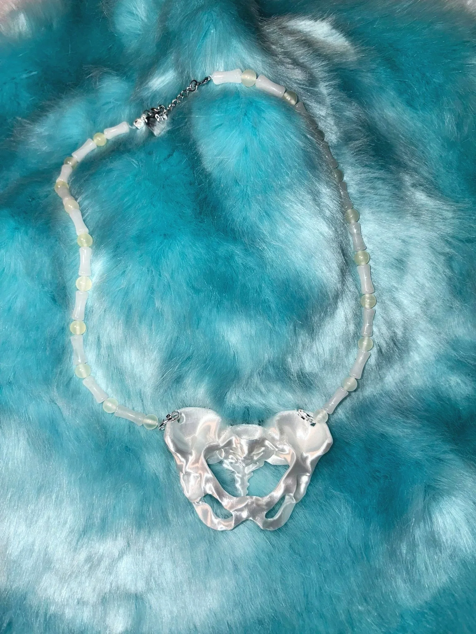 Velvet Pelvis & Crystal and Serpentine Jade Necklace