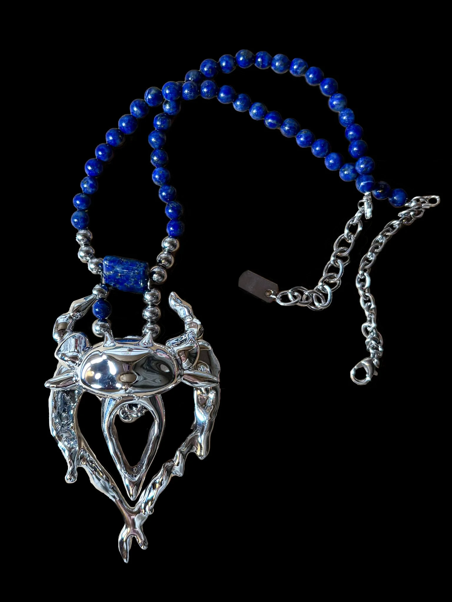 Flaming Heart Demon with Lapis Lazuli Necklace