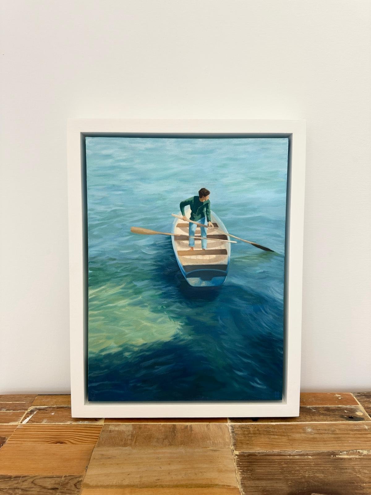 Pushing off the rocks, oil on canvas