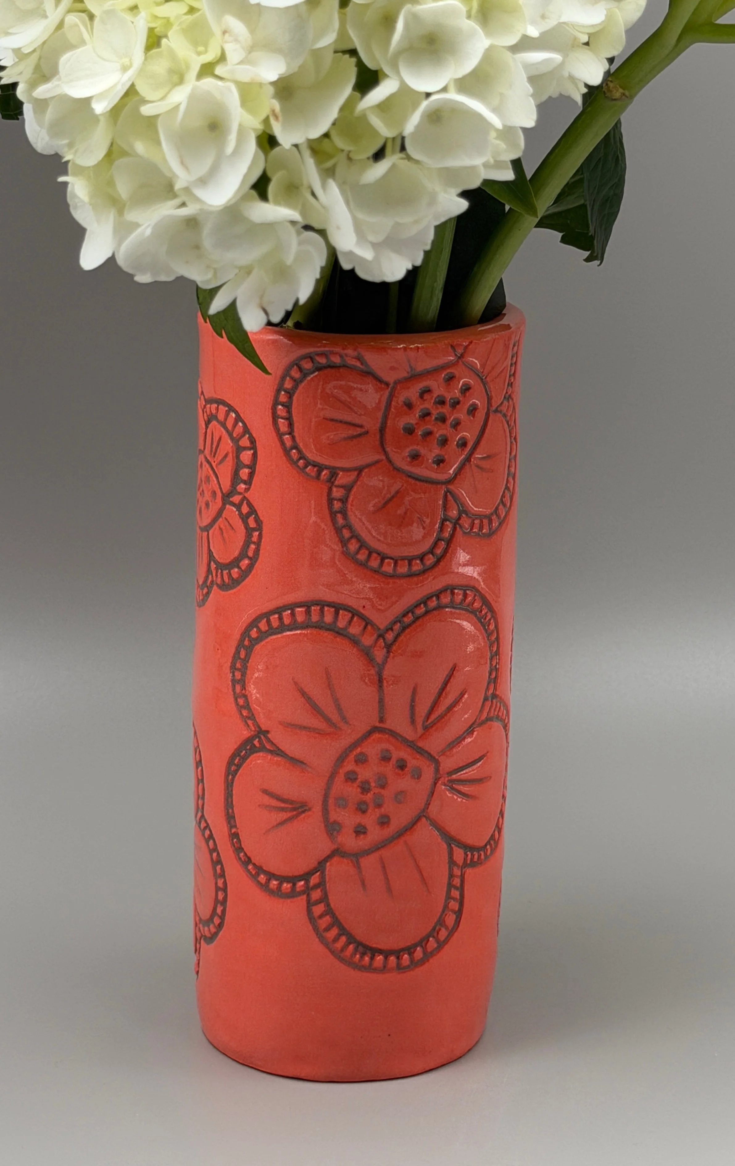 Sgraffito Vase 2.25"W x 6.75"H
