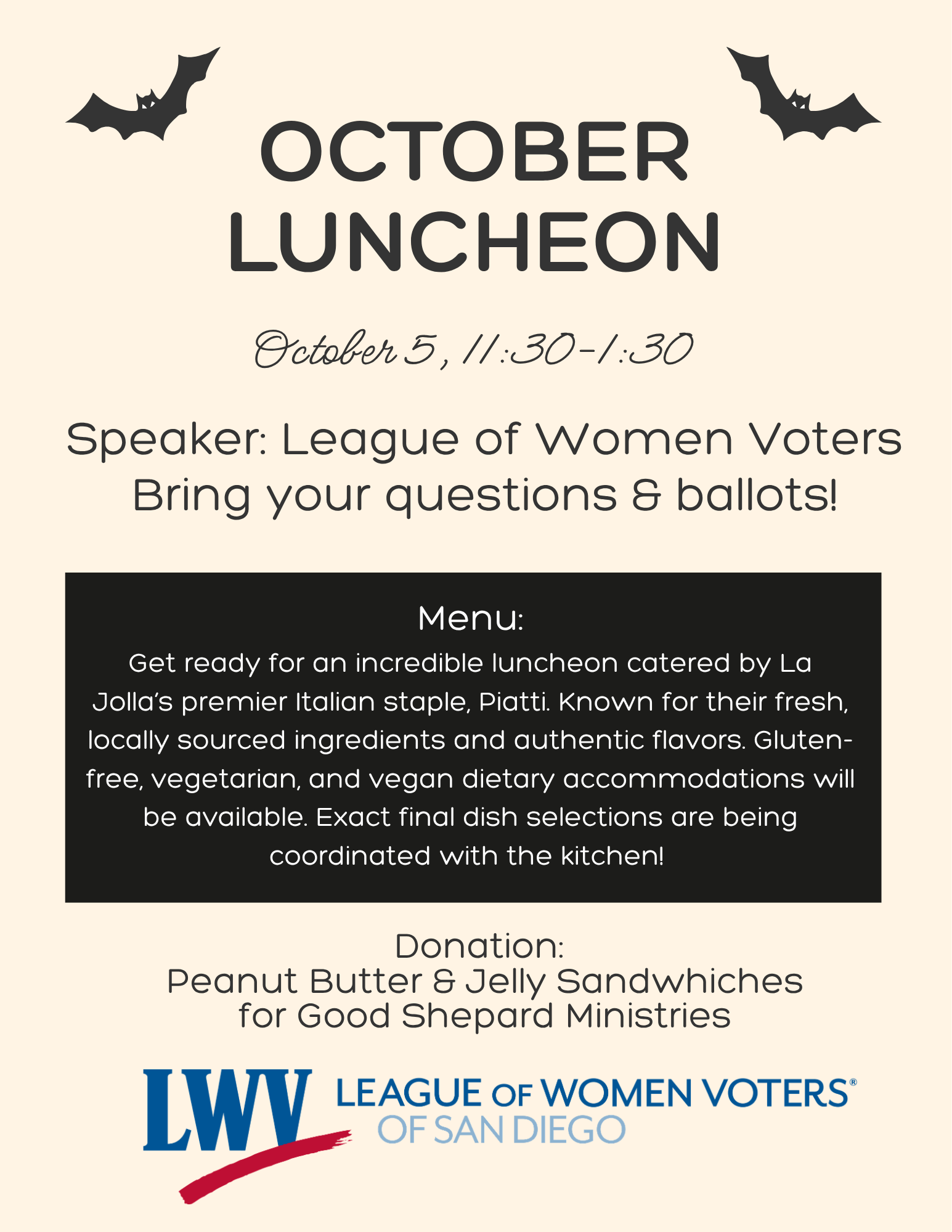 LJWC Membership October  Luncheon Meeting