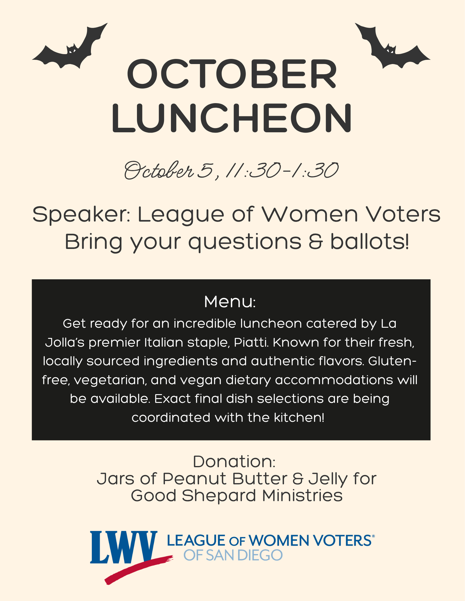 LJWC Membership October  Luncheon Meeting