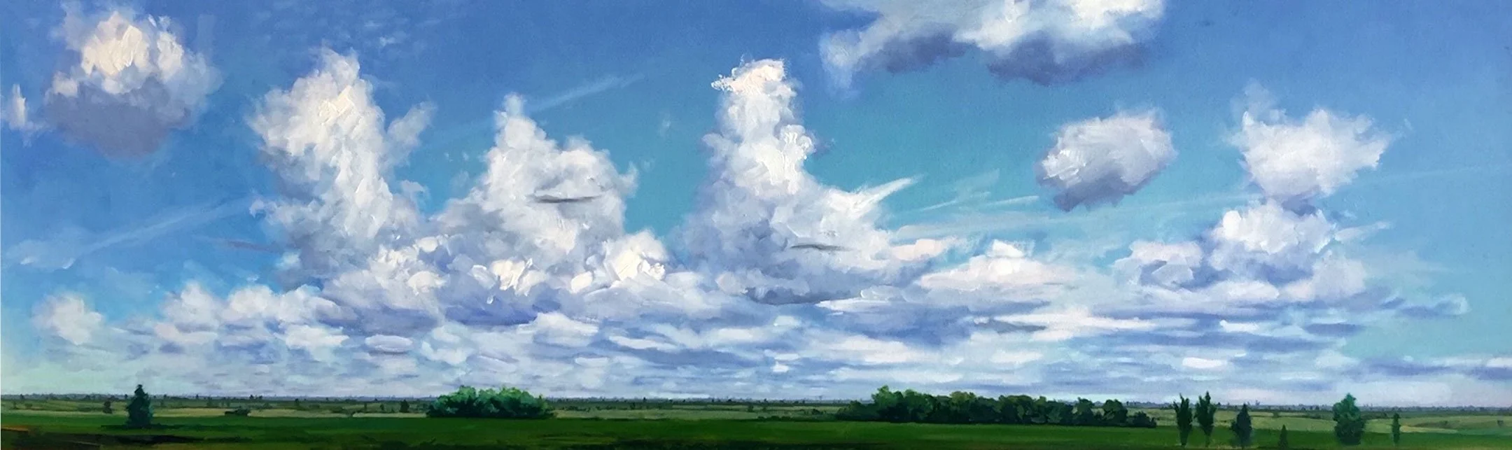 Prairie in June – 16 x 36. Oil/Panel. AV
