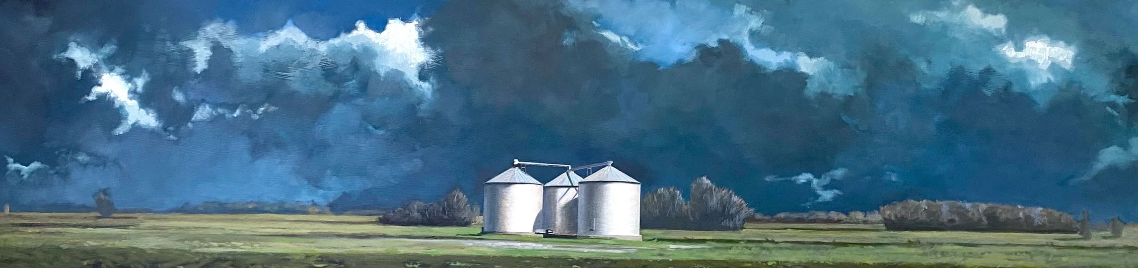Evening Grain Bins –20 x 60. Oil/Panel. NA