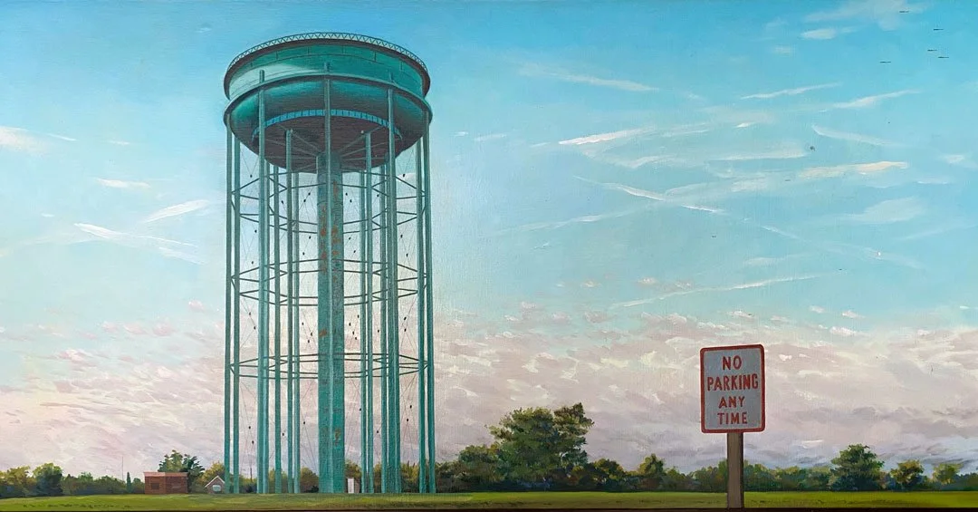 Waterloo Water Tower – 20 x 40. Oil/Panel. NA
