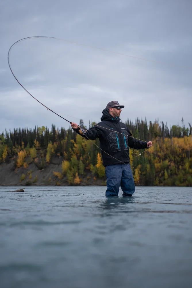 Angler wading the Kenai River on a guided fishing trip with Chugach Backcountry Fishing