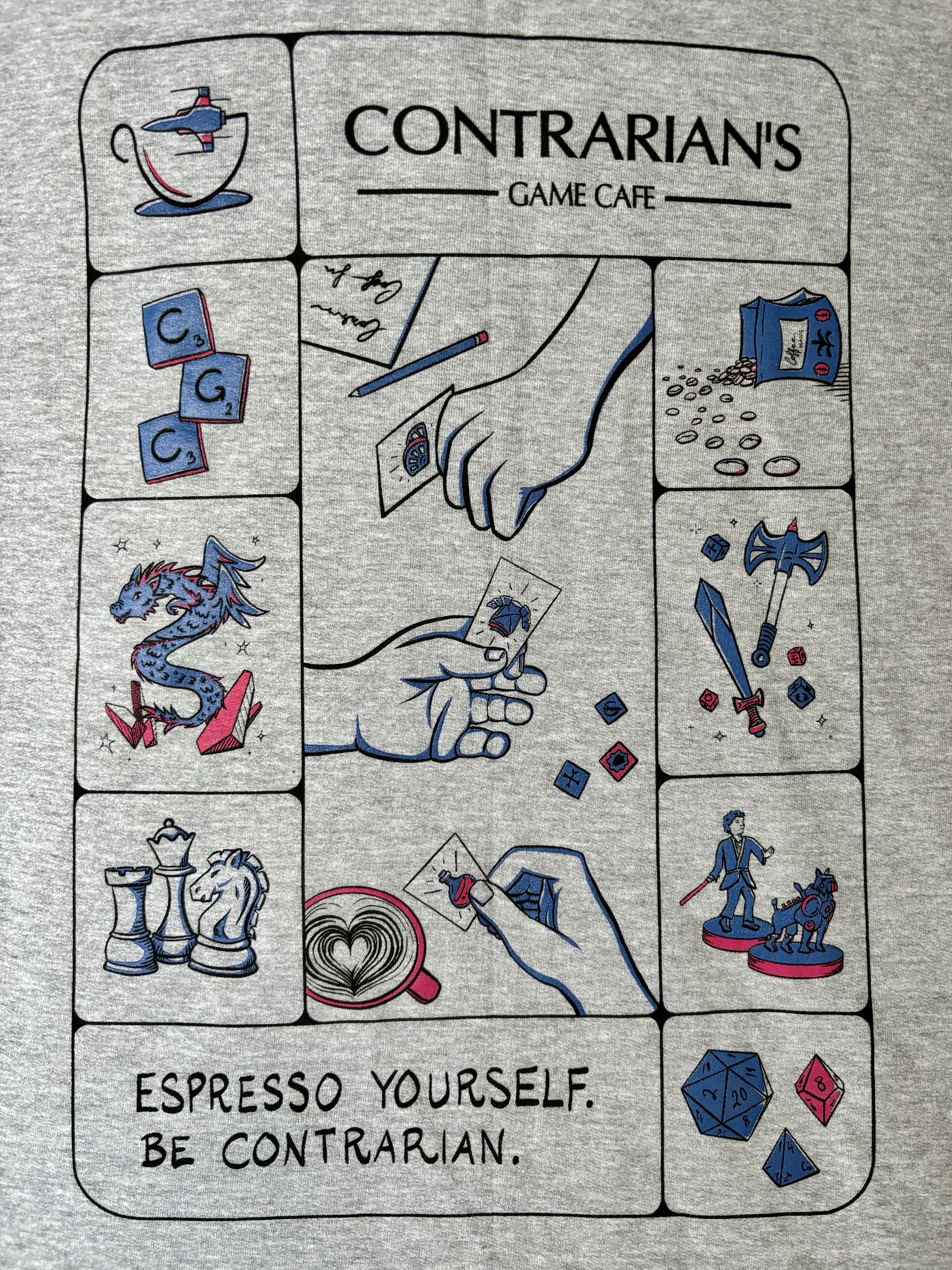Screen printed design on the back of a hoodie.