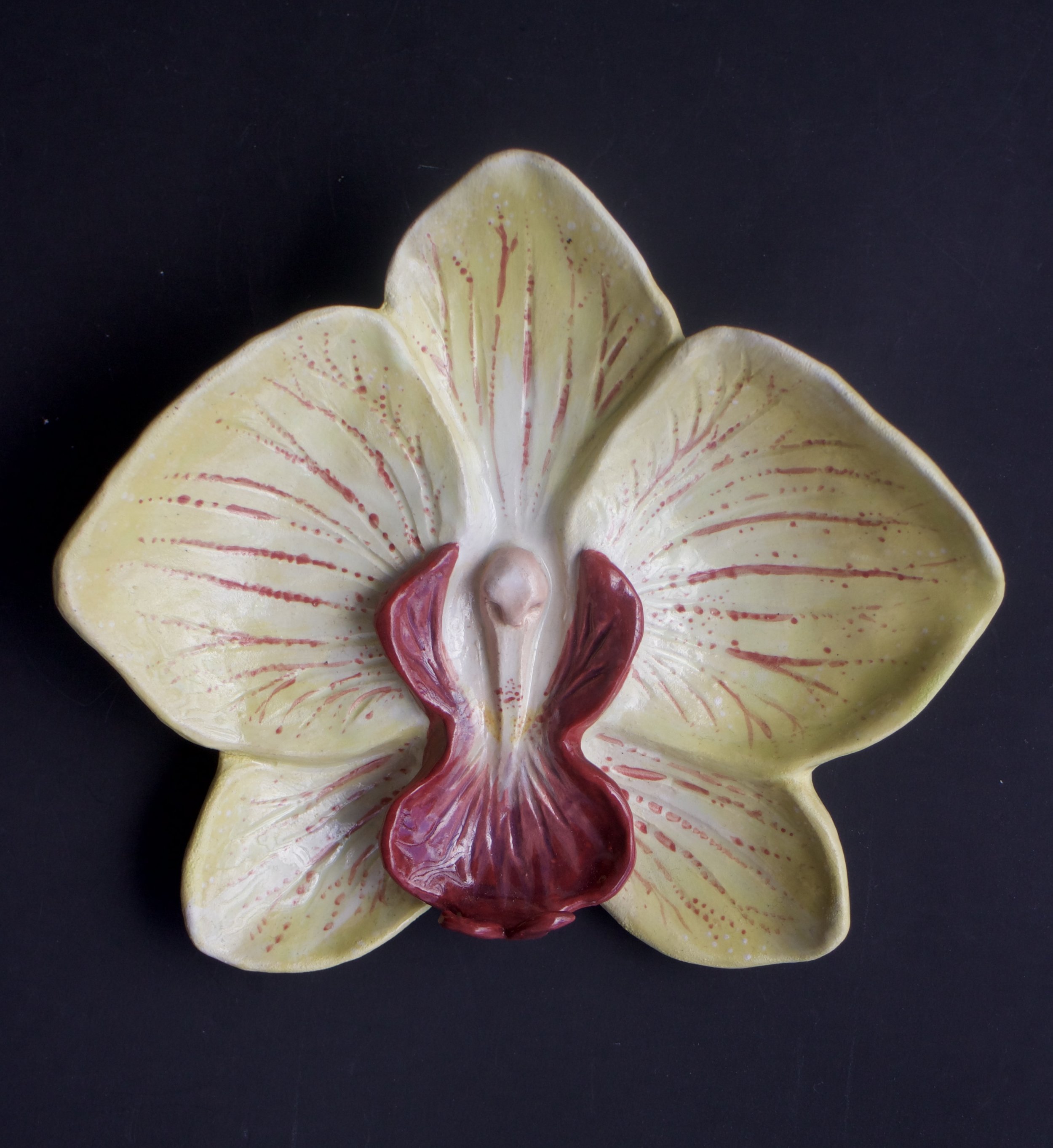 Yellow Orchid, stoneware, 5.5" x 5.5", 2026