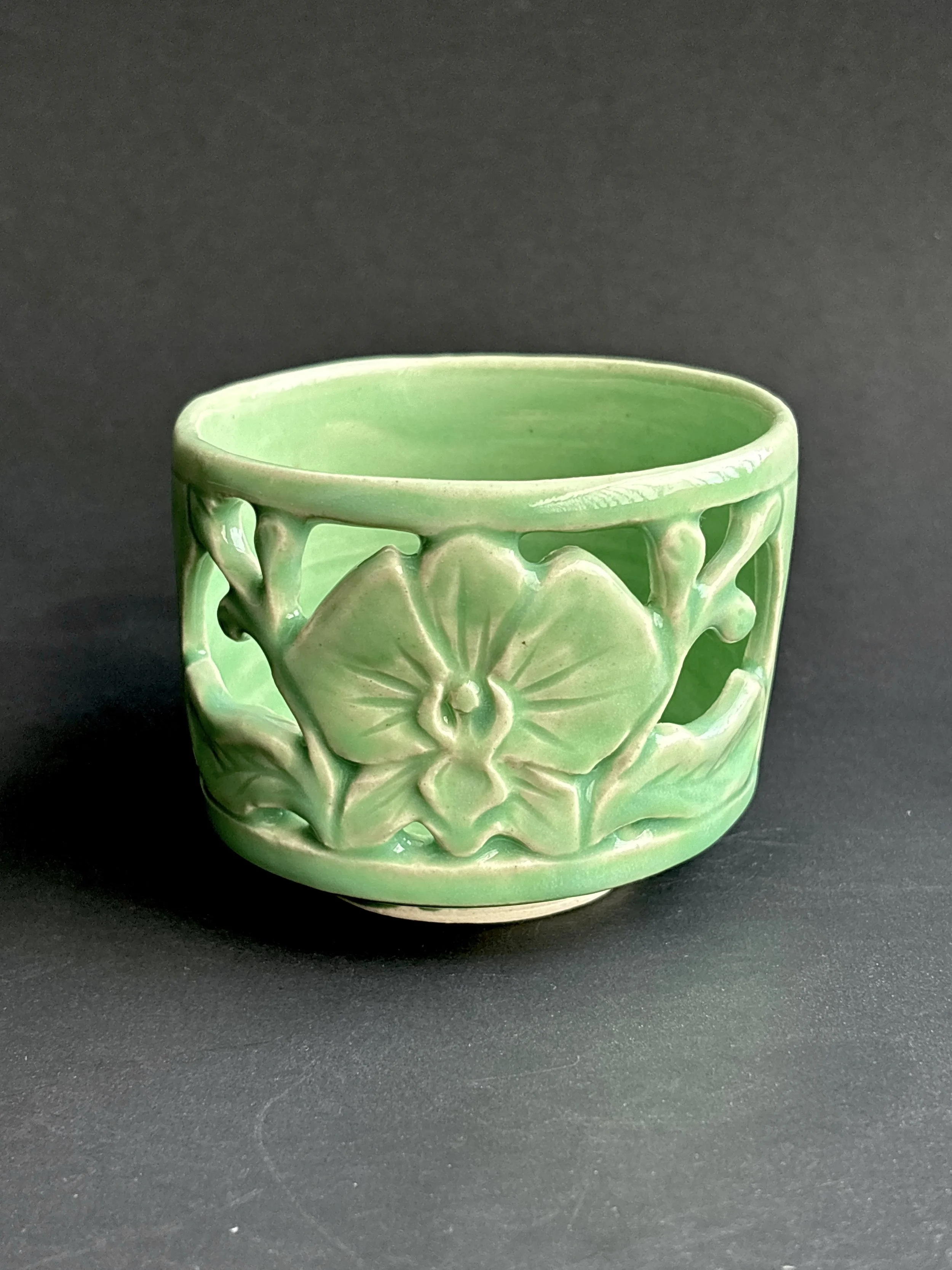 Celadon Orchid, stoneware, 5" x 5" x 5", 2025