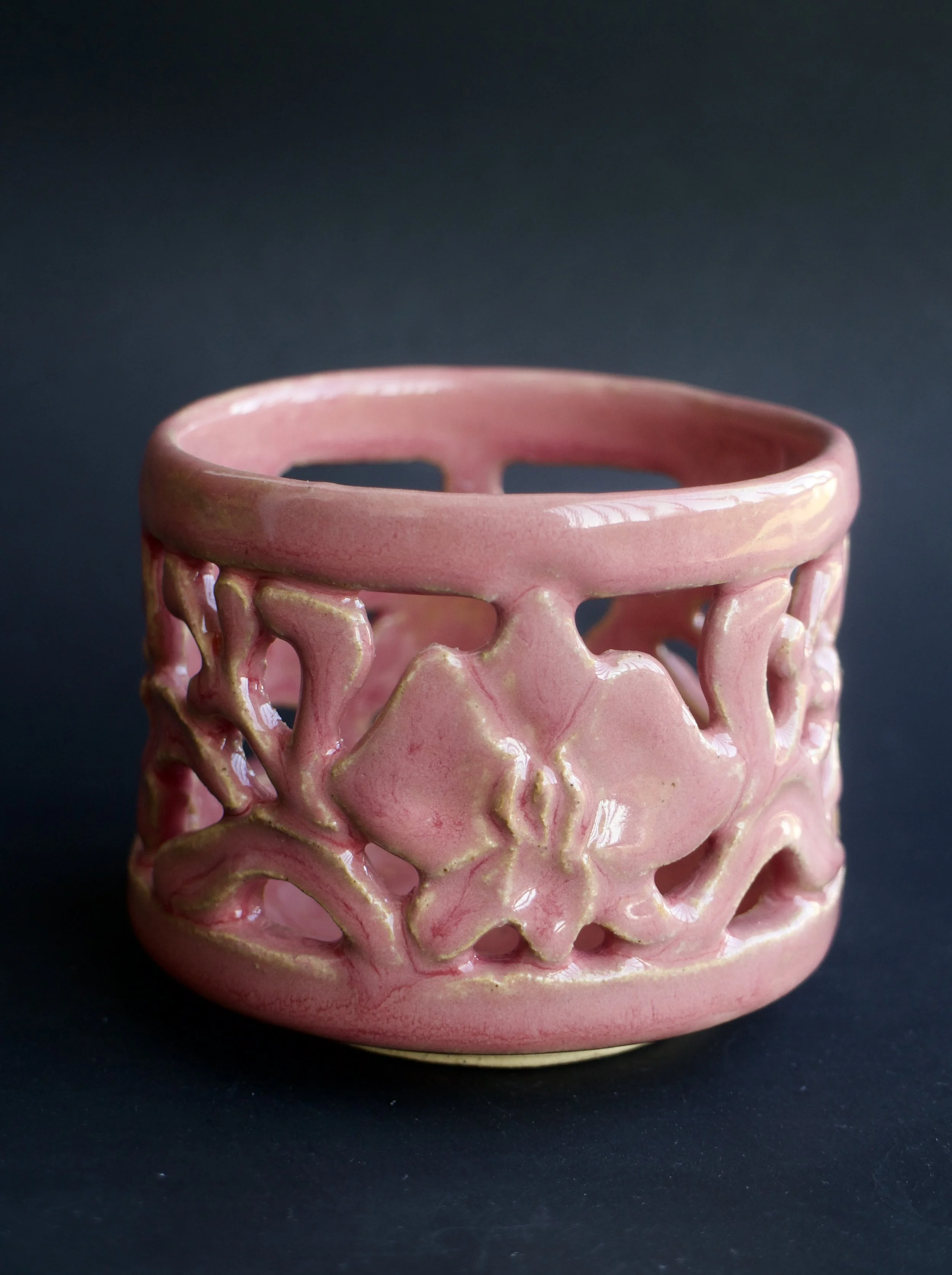 Pink Orchid Cup, stoneware, 4" x 4" x 4", 2026