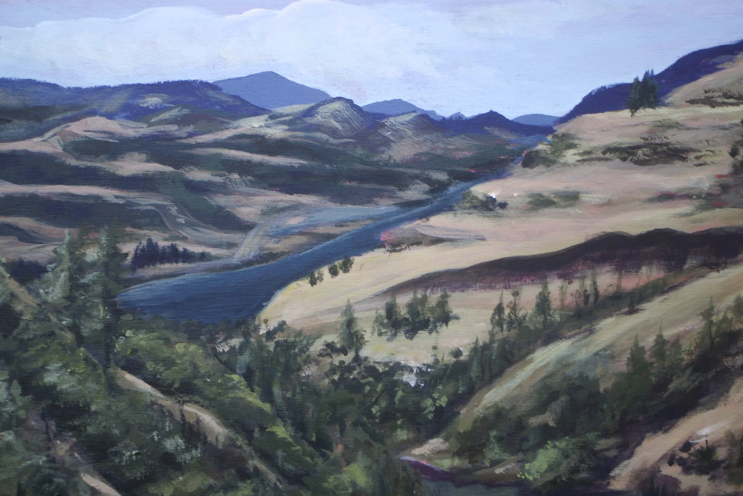 Columbia River Gorge, acrylic on wood panel, 11" x 14", 2026