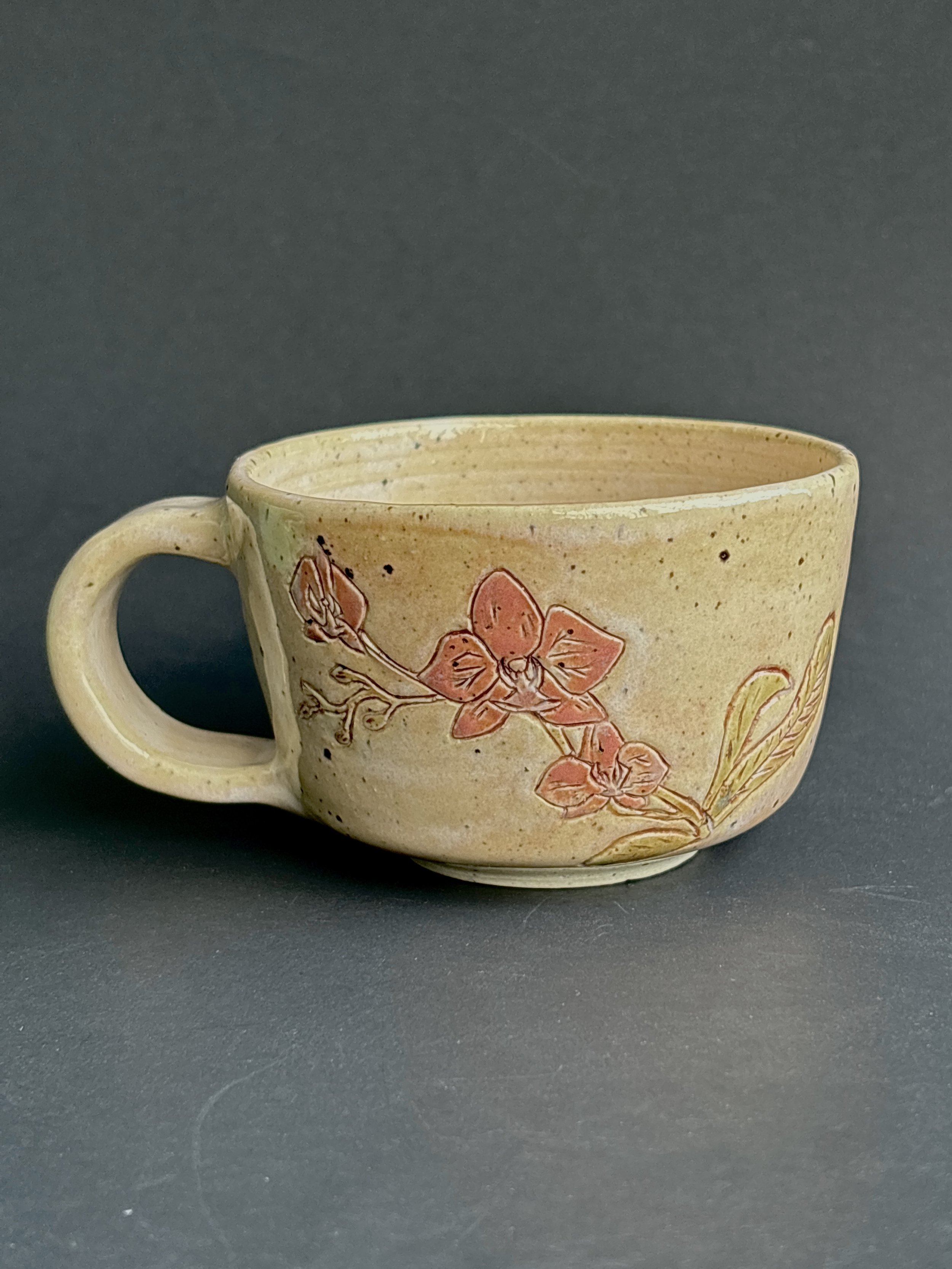 Orchid Mug, stoneware, 4" x 5" x 4", 2026