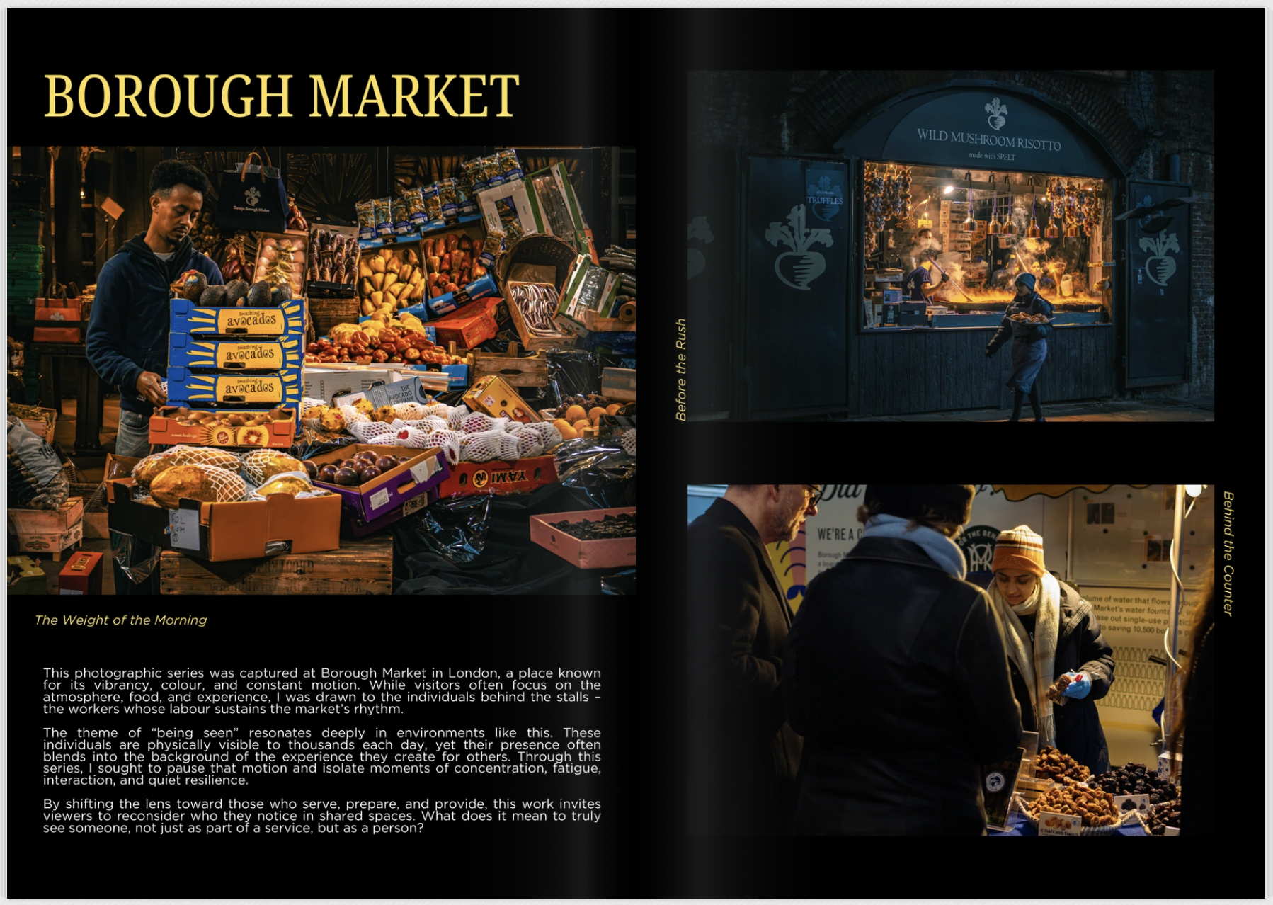 Utopix magazine featuring Rebeccah Onabajo's Borough Market photographic series.