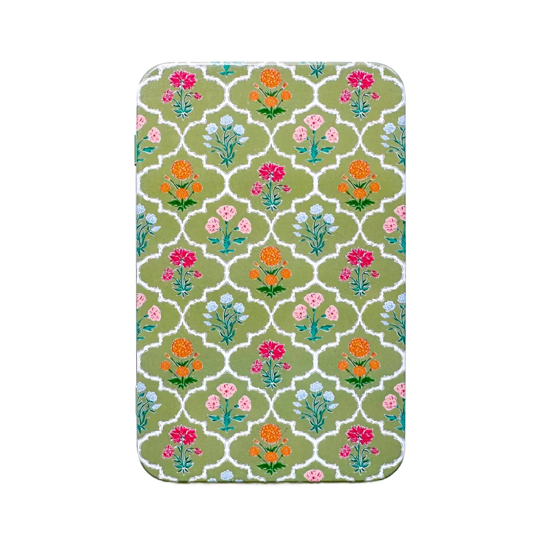 Penny-Linn-Designs-Tin-Bow-with-Magnet-Block-Print-Florals-Green.webp
