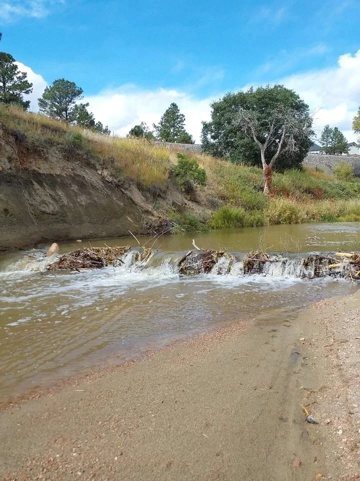 Waterway in El Paso County Colorado Springs showing stormwater drainage