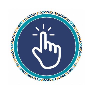 Icon of a hand with an index finger pointing up, surrounded by a decorative patterned border.