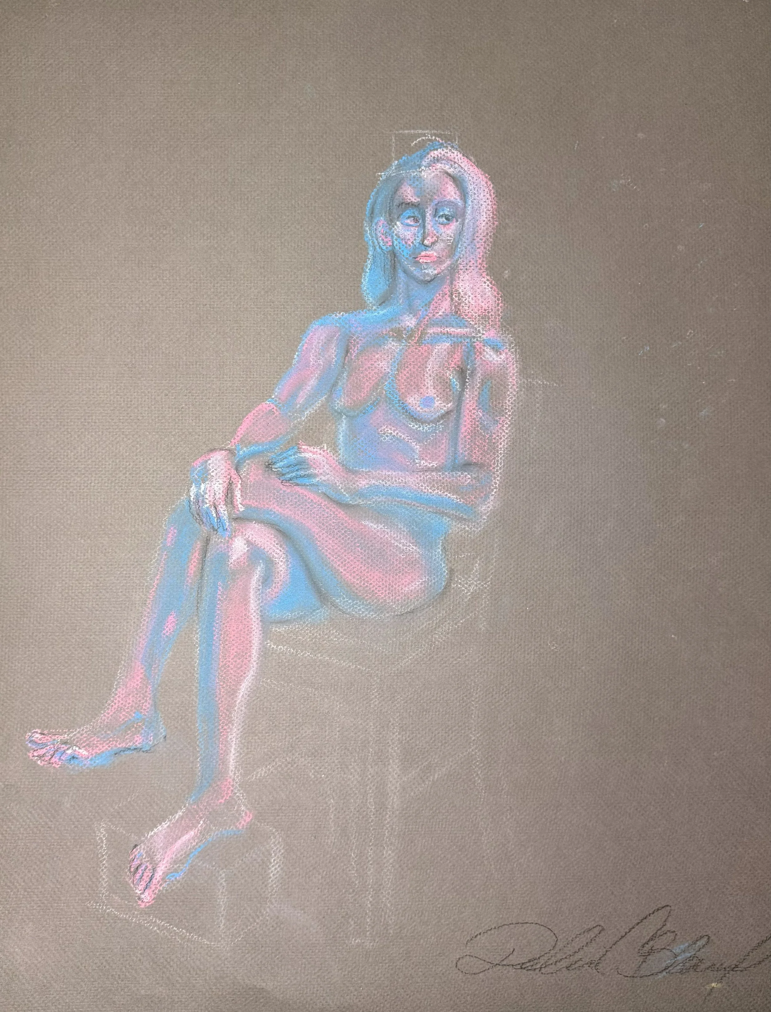 Bubblegum Figure, 18" x 24", chalk pastels, 2025