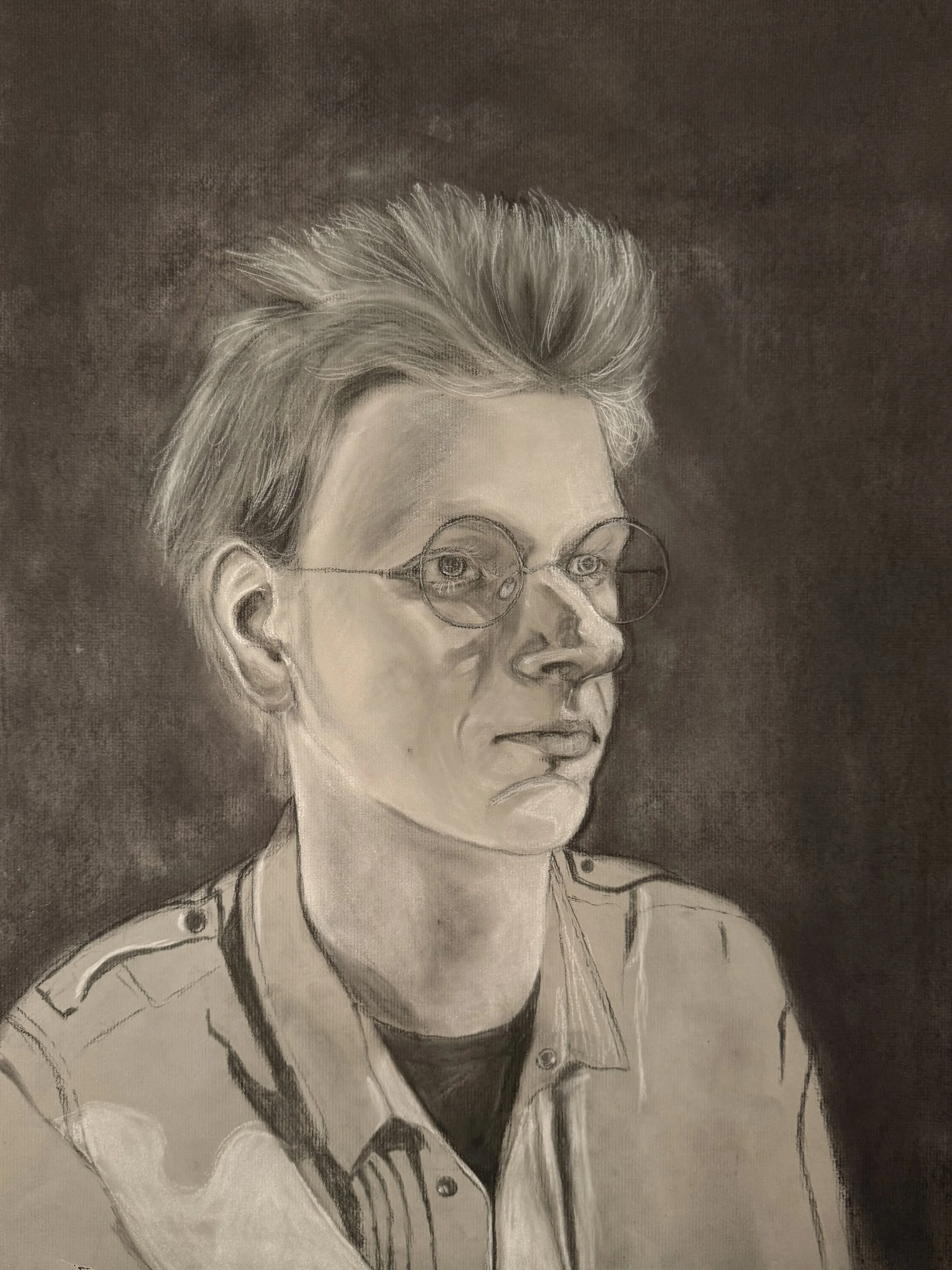 Brother, 18" x 24", charcoal, 2025
