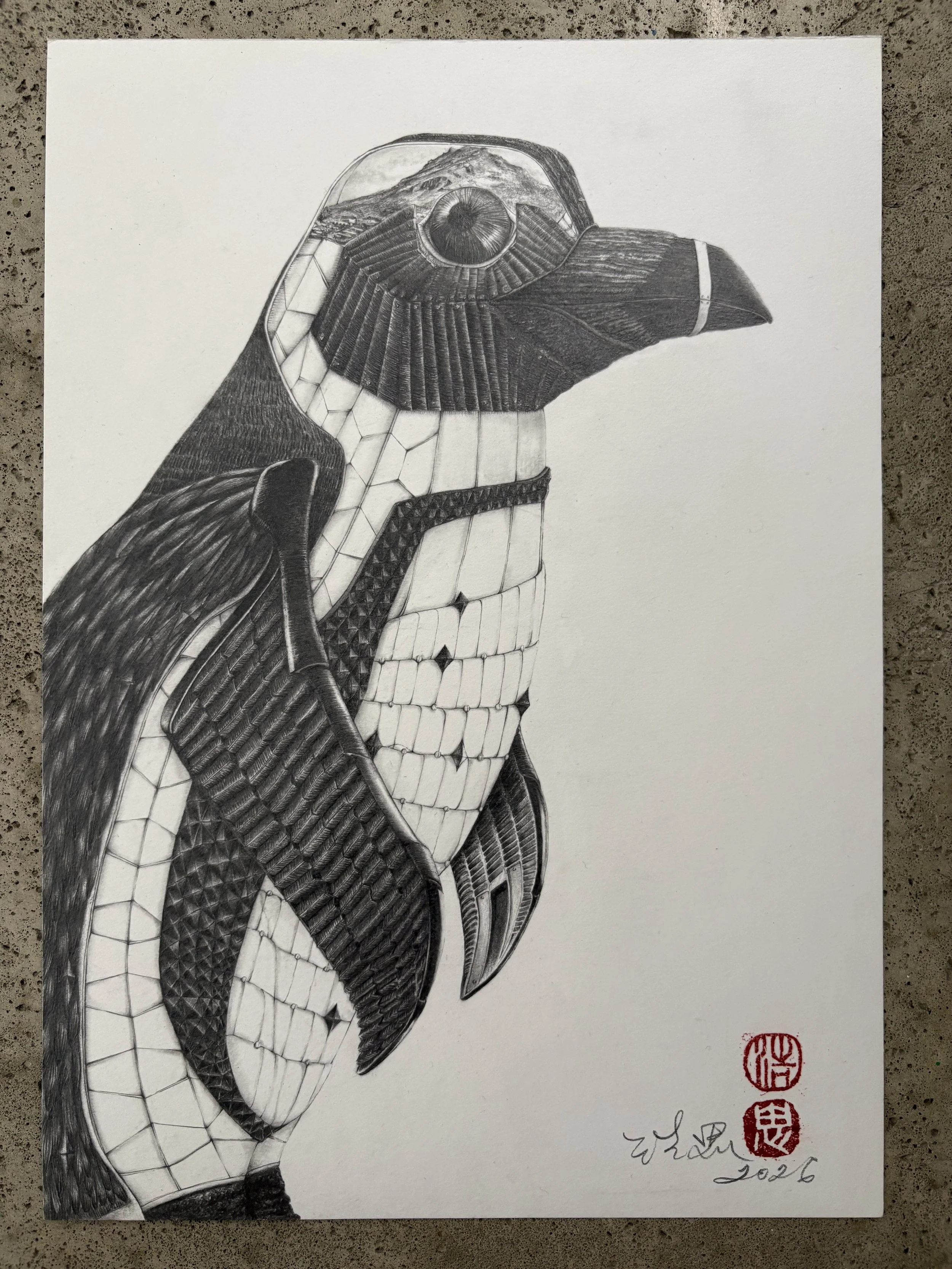 The Town Within

The Bird Series: South African Penguin

Graphite on paper  | 210mm X 297mm
2026