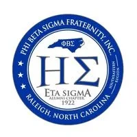 Logo of the Eta Sigma chapter of Phi Beta Sigma Fraternity Inc., featuring a blue and white circular emblem with the Greek letters Eta Sigma, established in 1922, located in Raleigh, North Carolina.