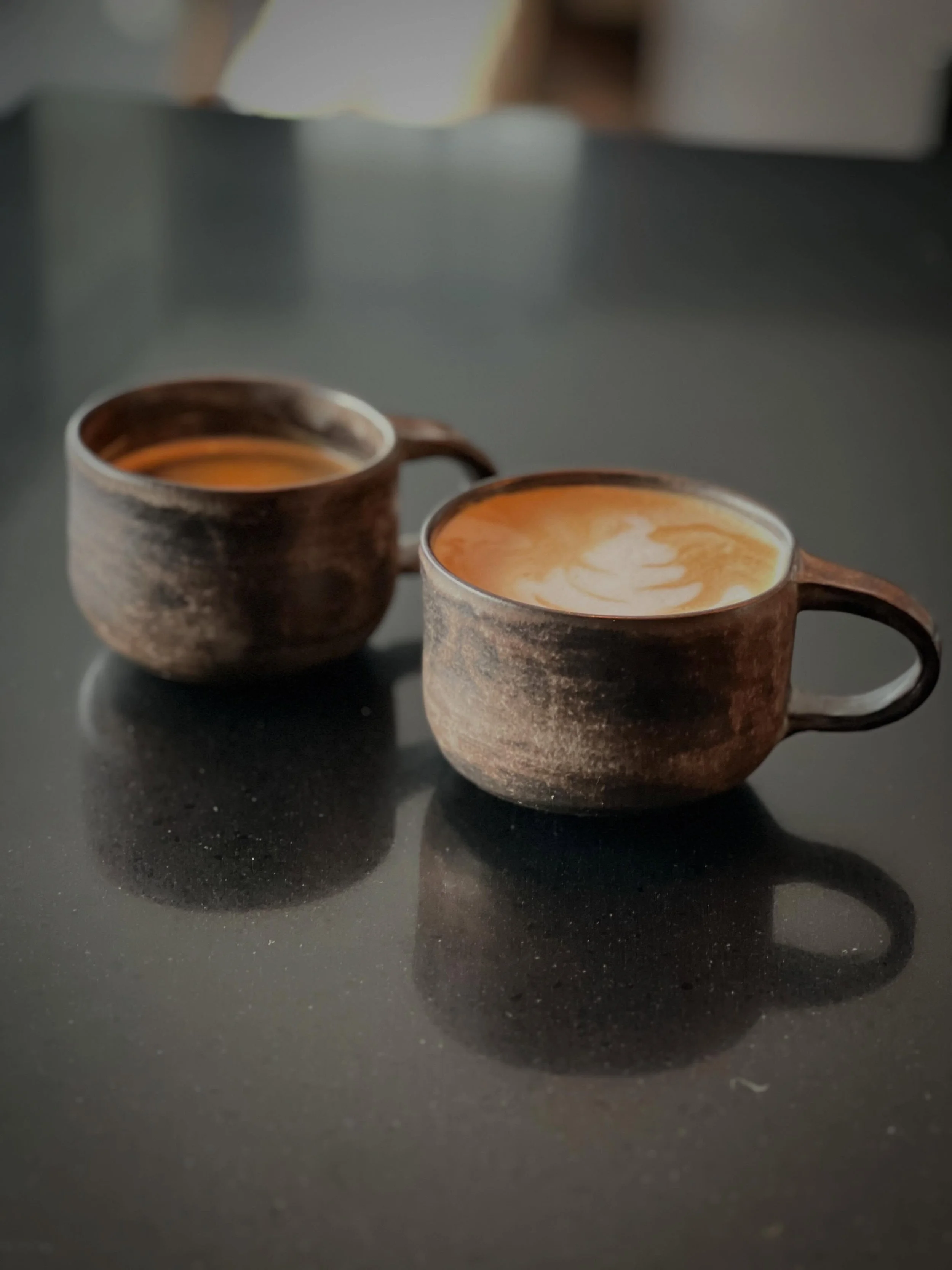 ☕️ I&rsquo;ve been working to perfect the morning coffee cup for a while now! These are pretty close, the first I&rsquo;ve made with proper &lsquo;pulled&rsquo; handles and I&rsquo;m super happy with this matte glaze, it works so well with the coffee