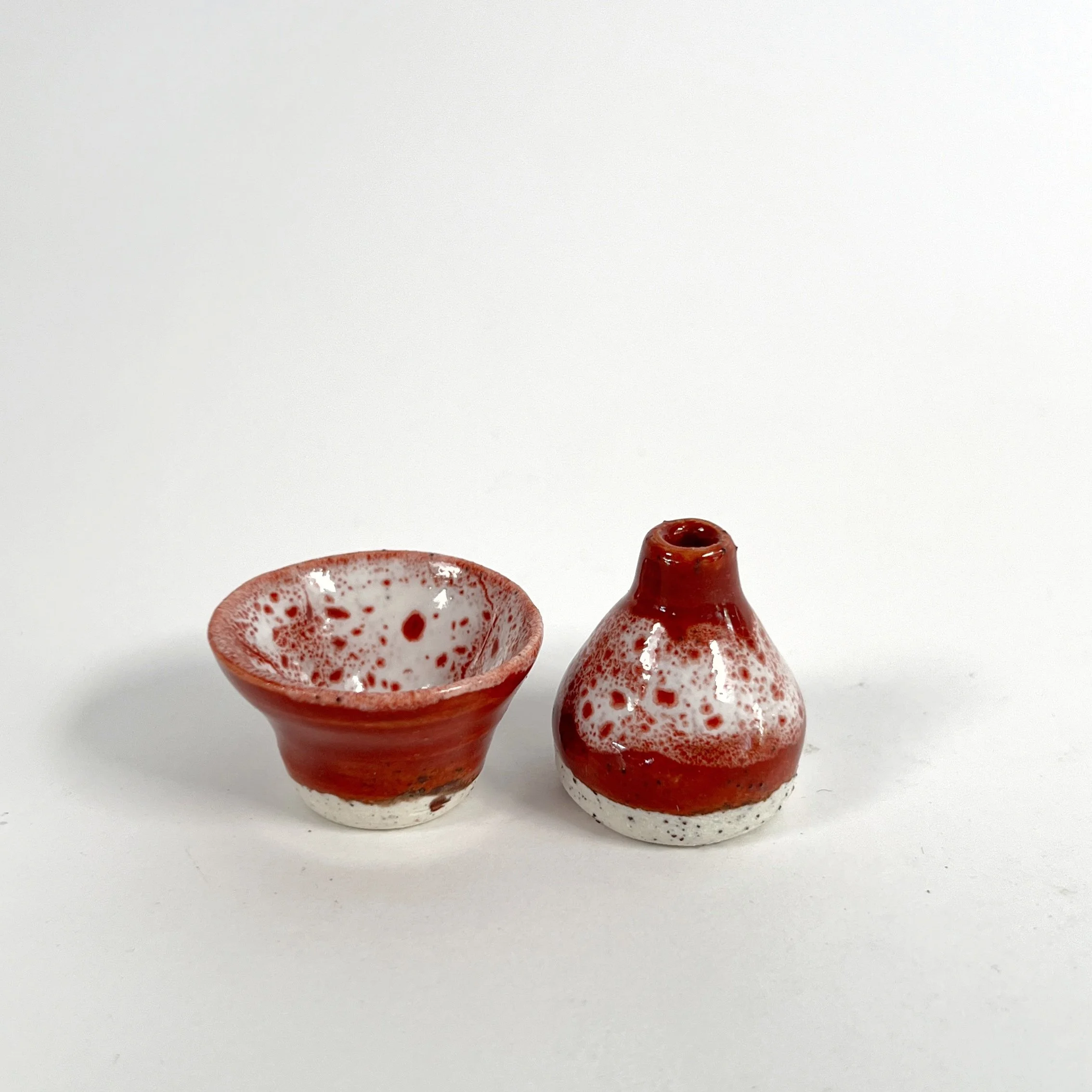 Sienna Collection - Miniature bud vase & bowl in cinnamon glaze (set of two)