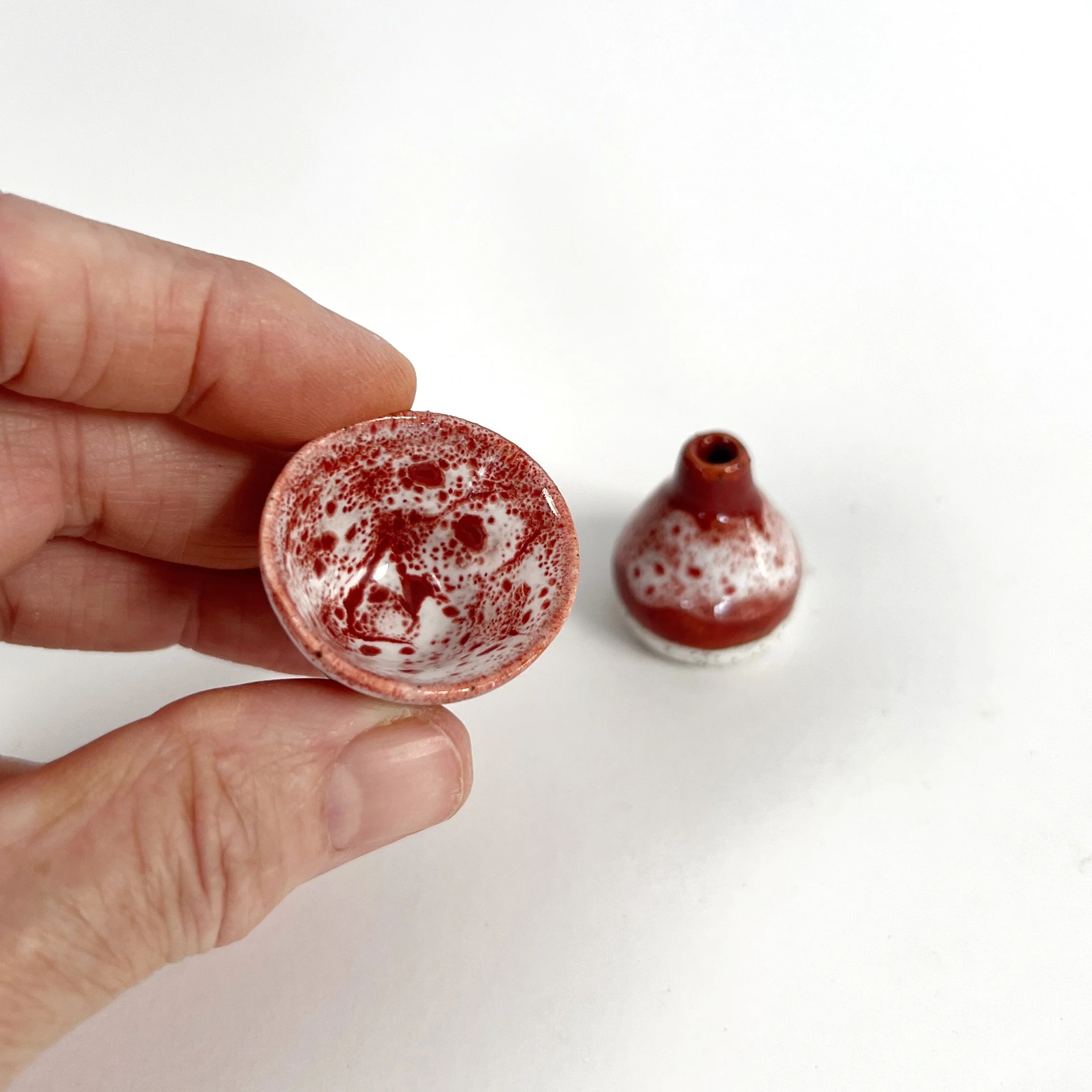Sienna Collection - Miniature bud vase & bowl in cinnamon glaze (set of two)