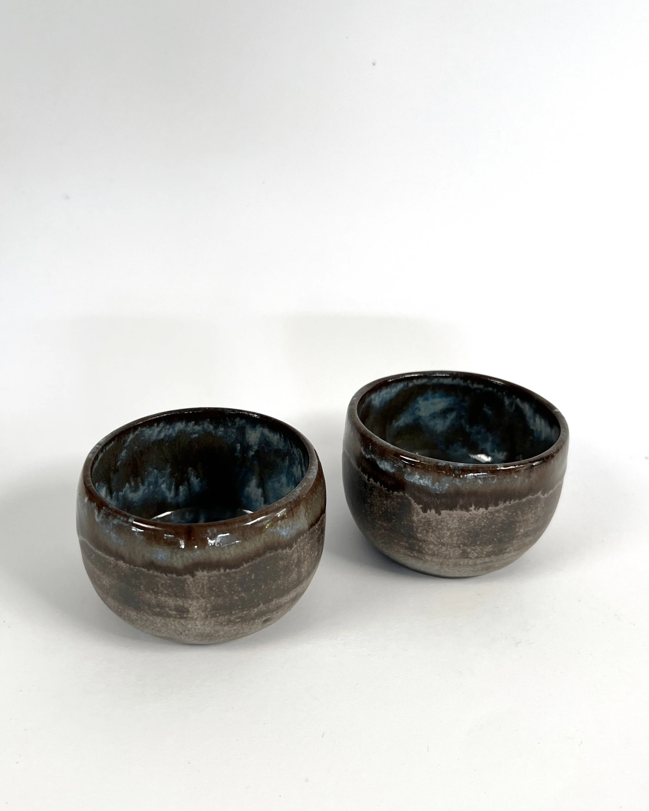 Ember Collection - Wheel thrown ceramic cups in matcha glaze (set of two)