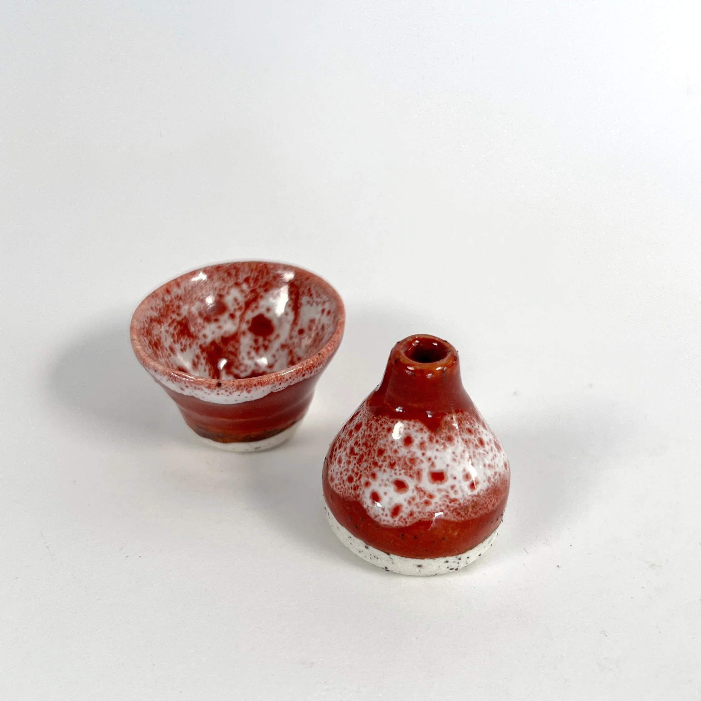 Sienna Collection - Miniature bud vase & bowl in cinnamon glaze (set of two)