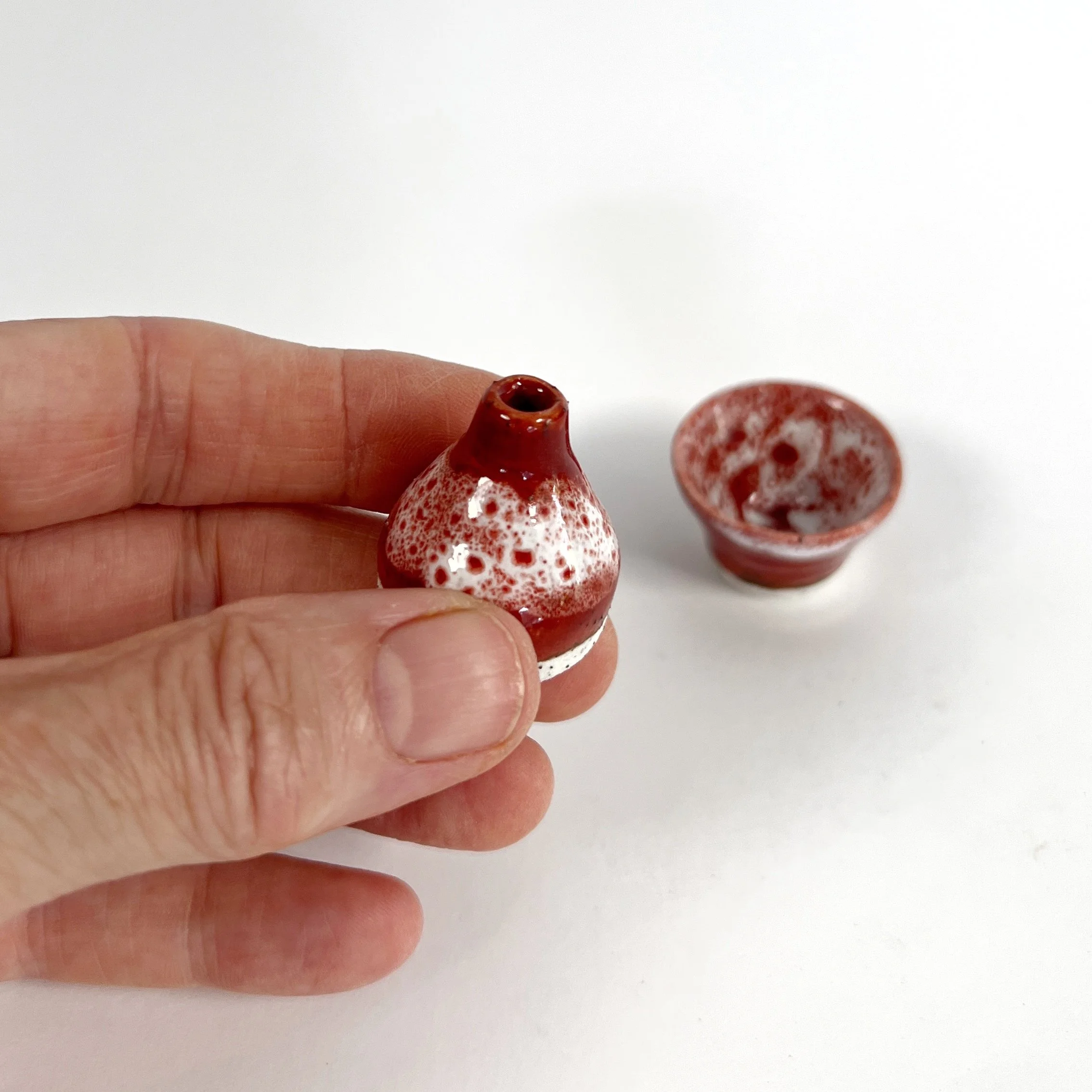 Sienna Collection - Miniature bud vase & bowl in cinnamon glaze (set of two)