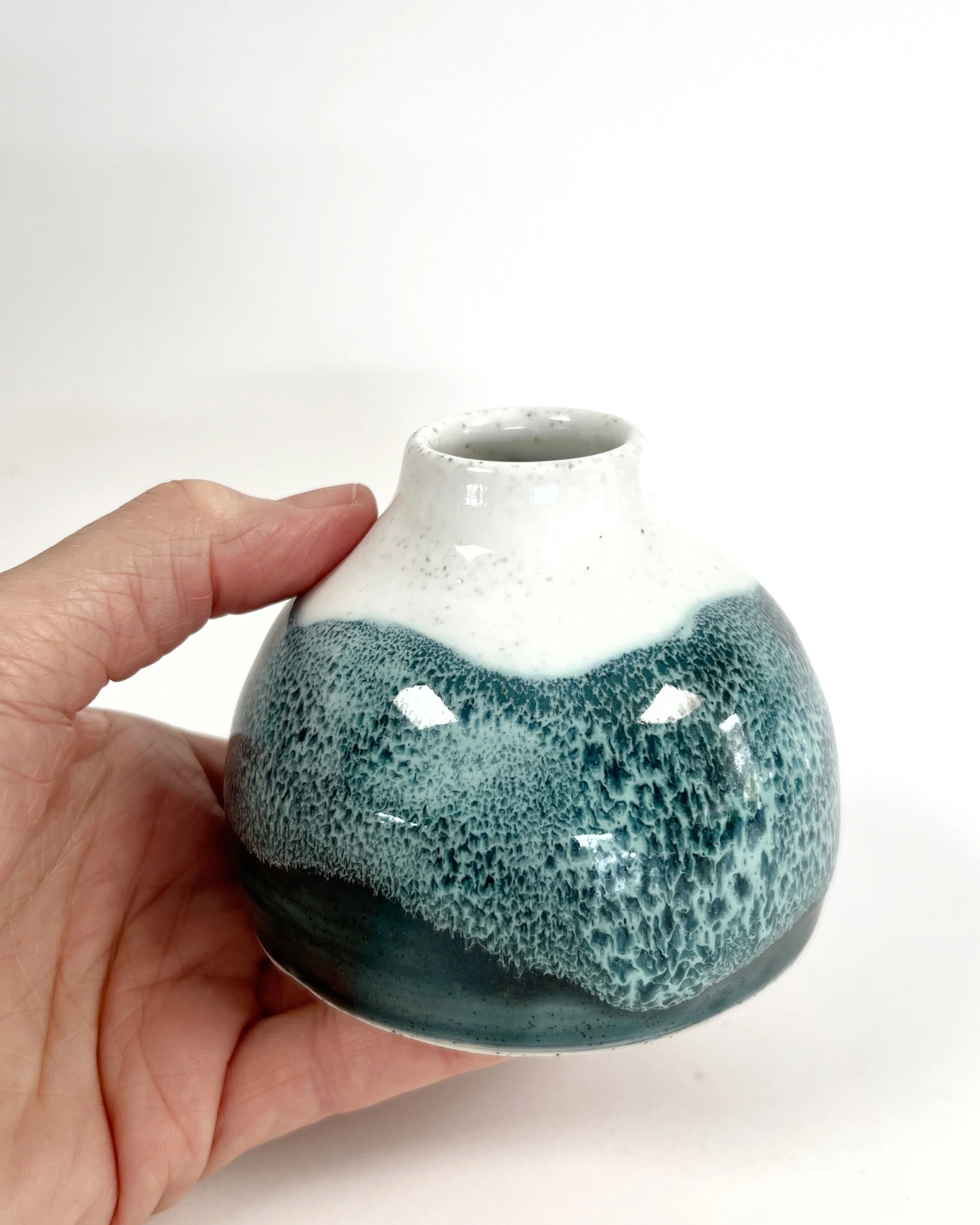 Drift Collection - Wheel thrown vase in seafoam glaze