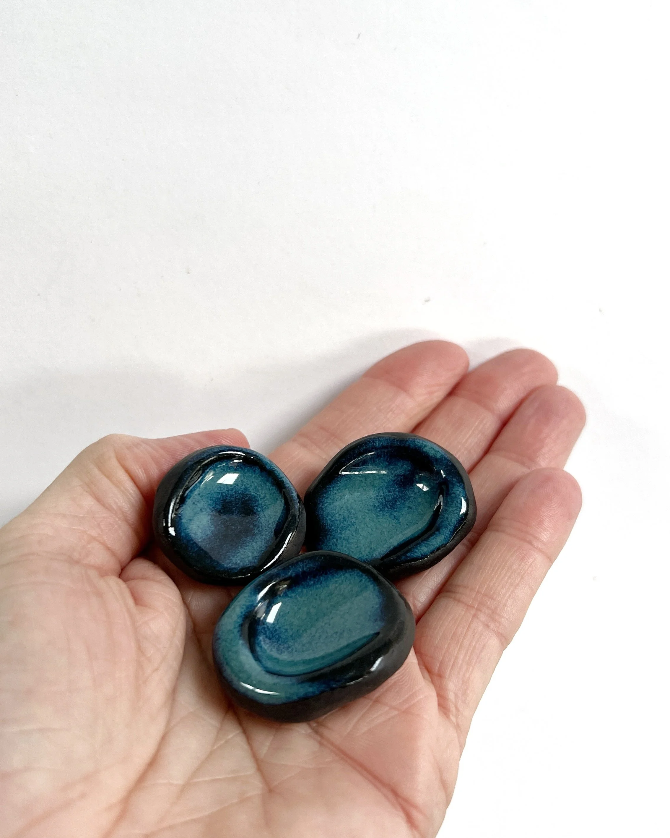 Worry Stones / Grounding Stones - Azure Glaze