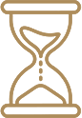 Simple line drawing of an hourglass