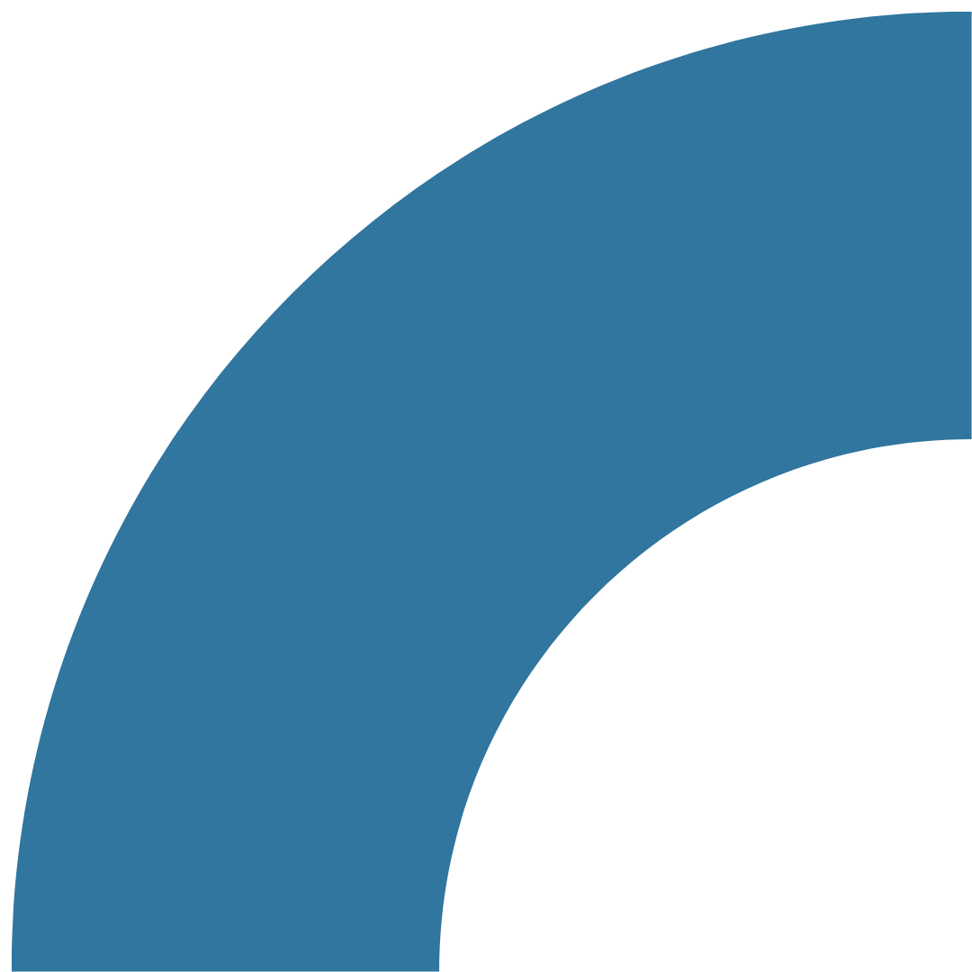 Close-up of a blue semi-circular shape