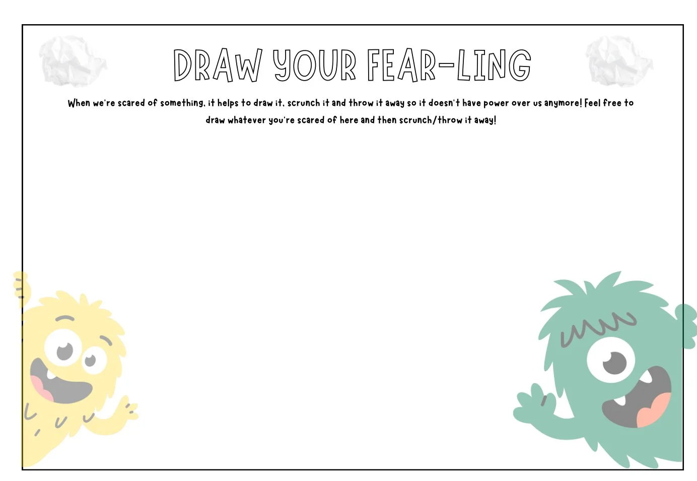 Draw Your Fear-ling Worksheet (Fear of Dark)