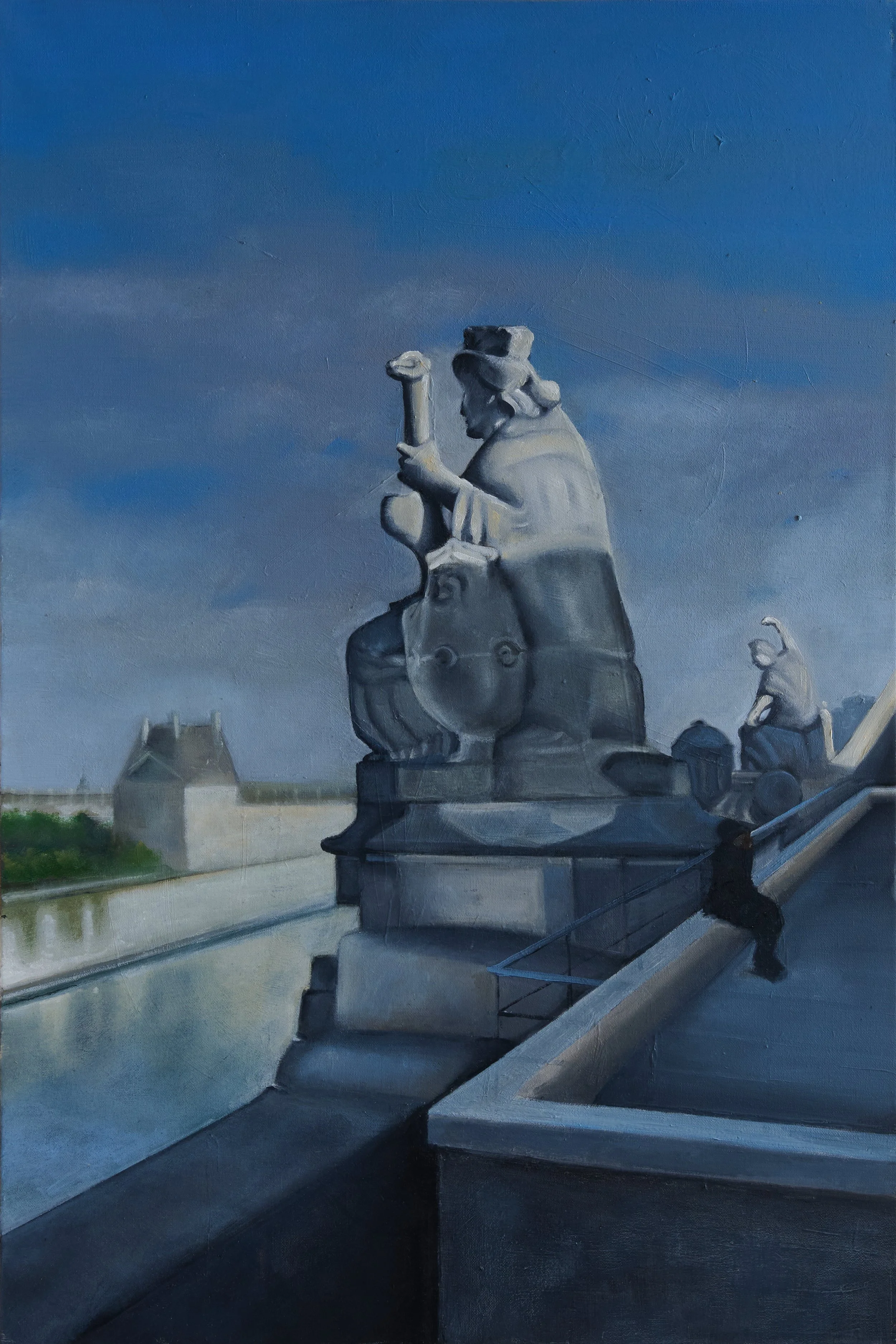 A worker on break at the Musée d’Orsay - 2025, 24 x 36 Oil on canvas