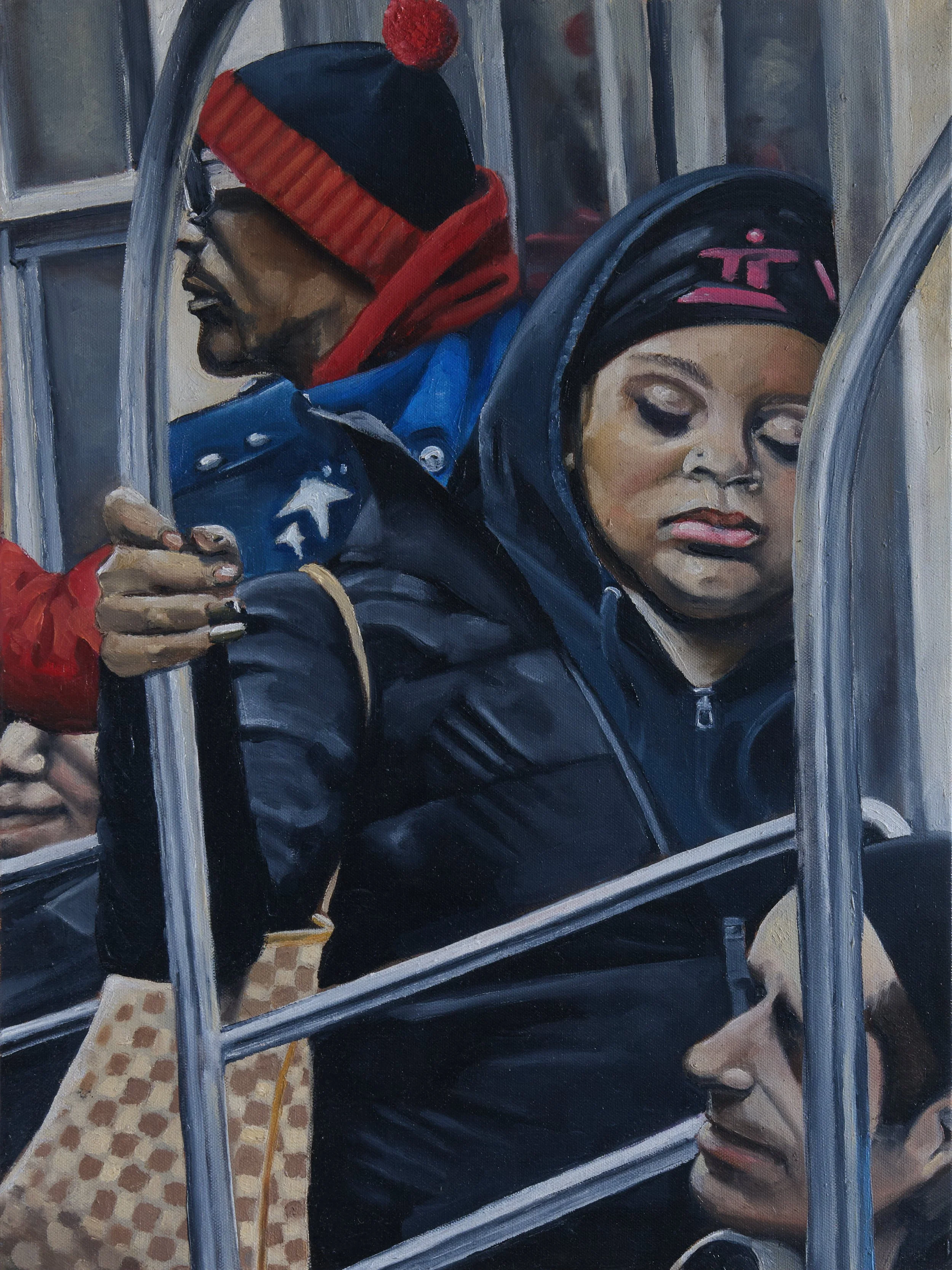 WTF is the point of taking the A Express if you end up stuck behind the C Local? - 2025, 18 x 24 Oil on canvas