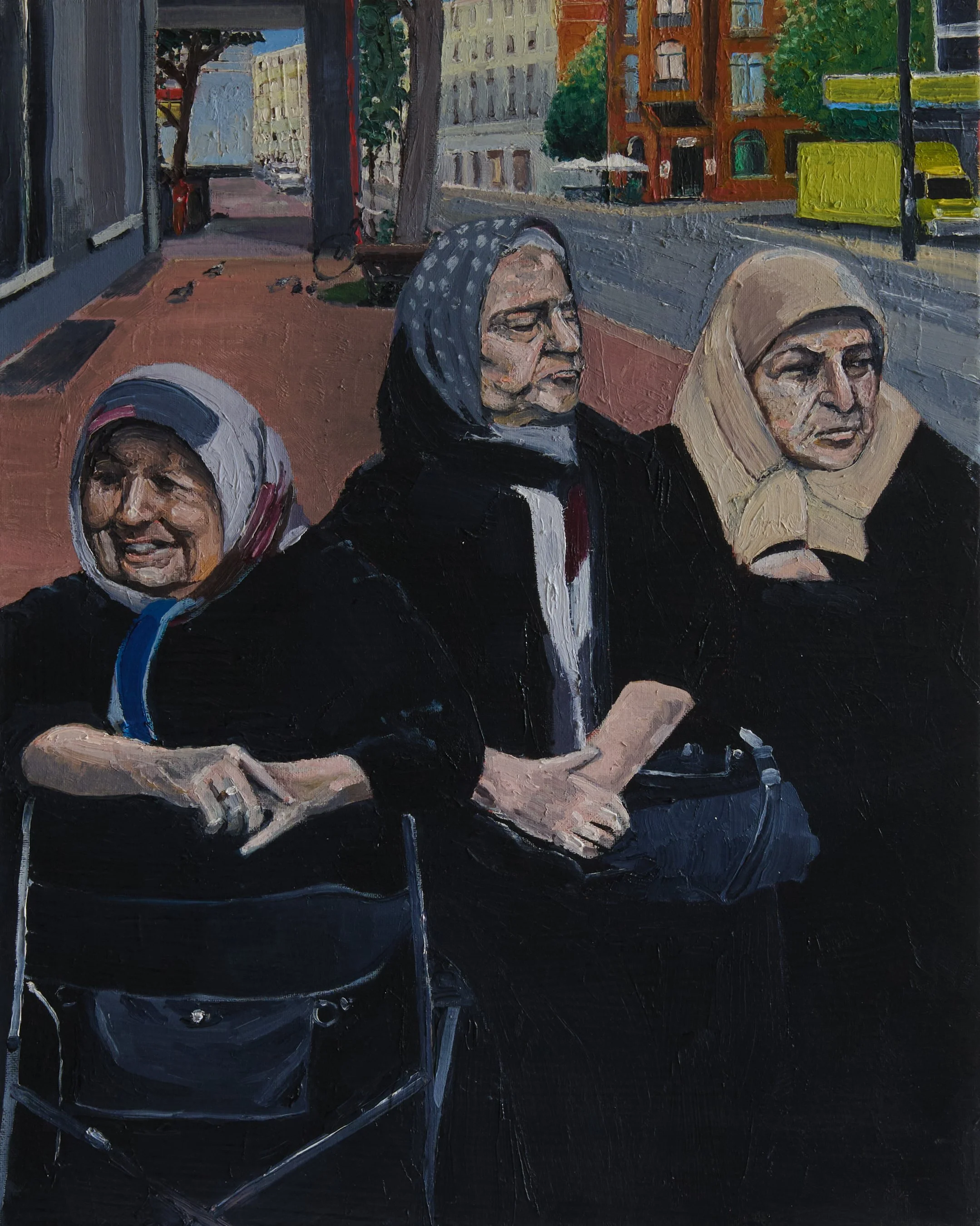 3 women in Hannover - 2023, 16 x 20 Oil on canvas